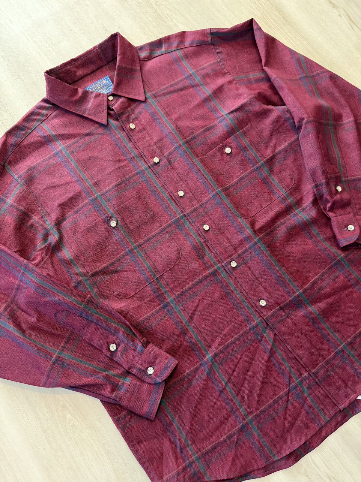 Pendleton Vintage Sir Pendleton Red Plaid 100% Wool Shirt USA Sz XL Size US XL / EU 56 / 4 - 5 Thumbnail