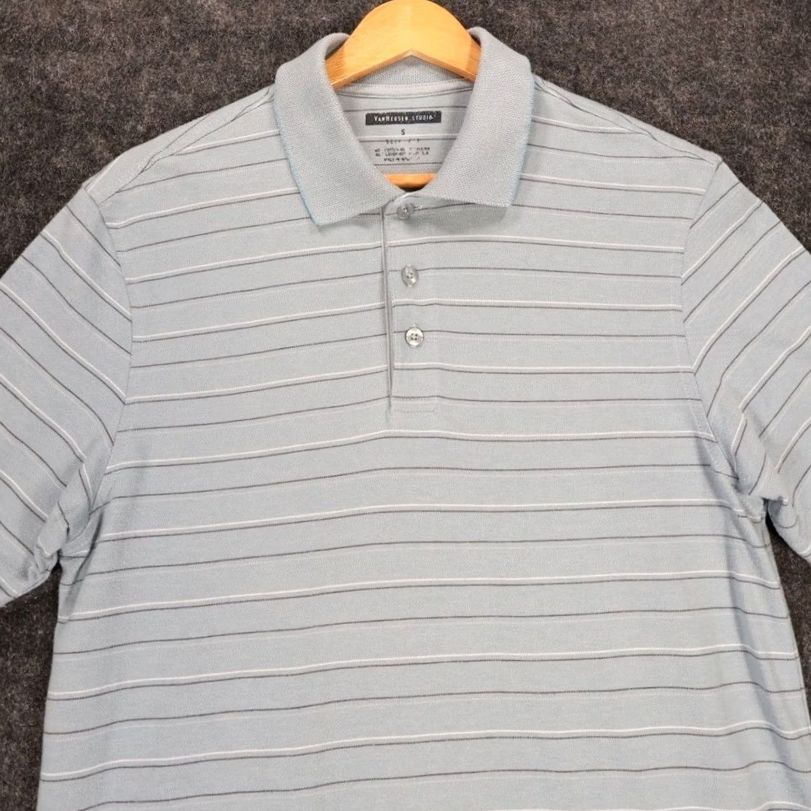 Van Heusen Van Heusen Studio Polo Shirt Mens S Blue Striped Slim Fit Short Sleeve Size US S / EU 44-46 / 1 - 3 Thumbnail