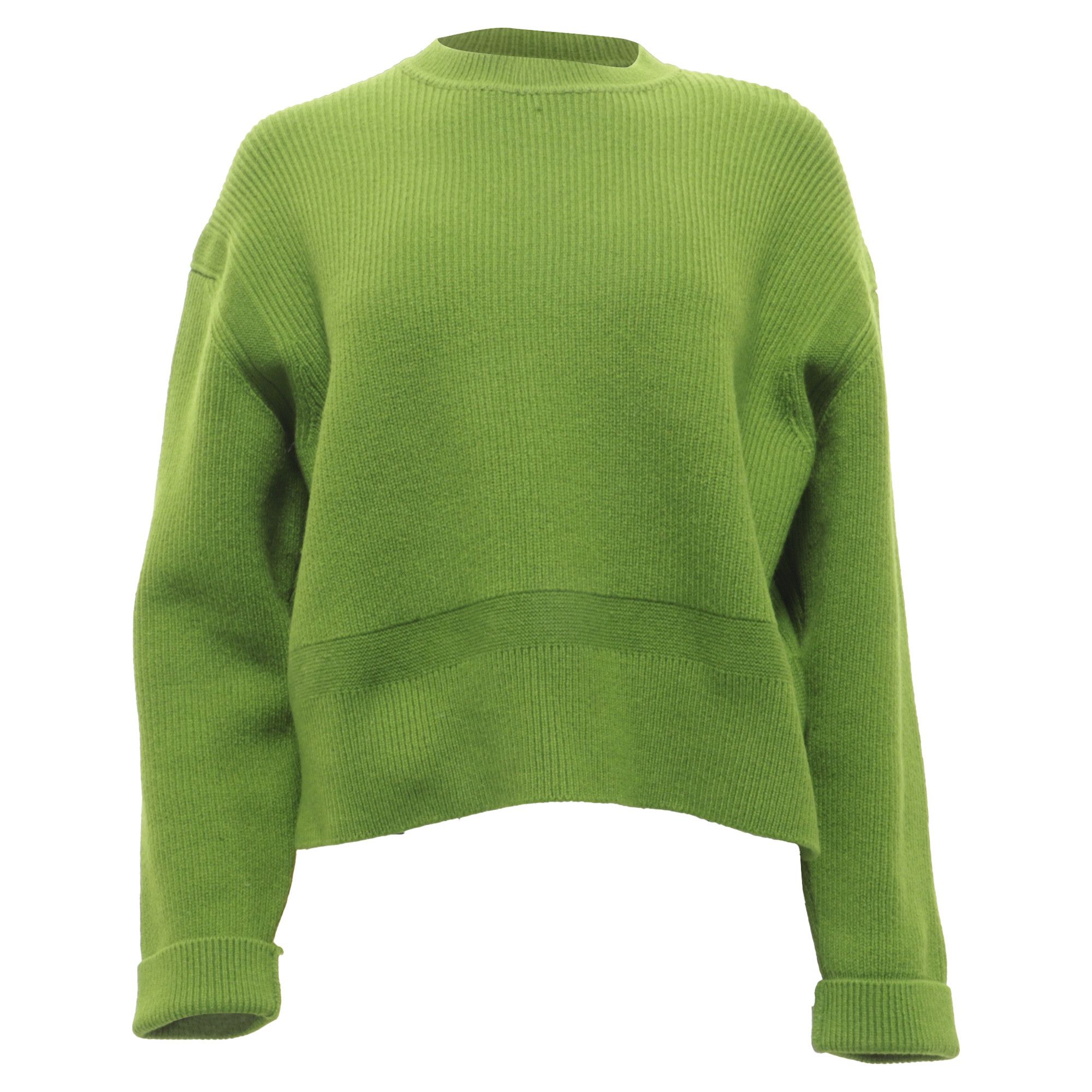 Bottega Veneta Bottega Veneta English Ribbed-Knit Sweater in Olive Cashmer Size XS / US 0-2 / IT 36-38 - 1 Thumbnail