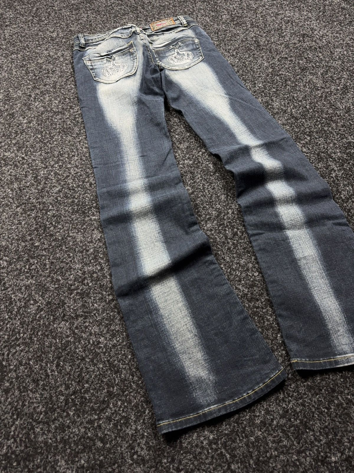 Hysteric Glamour Y2K Japanese LGB Punk Crown Embroidered Flared Denim Jeans Size 29" - 11 Thumbnail
