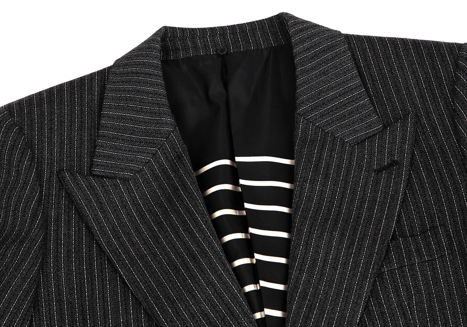 Jean Paul Gaultier Herringbone Stripe Overcoat in Gray Size 48 Size US M / EU 48-50 / 2 - 3 Thumbnail