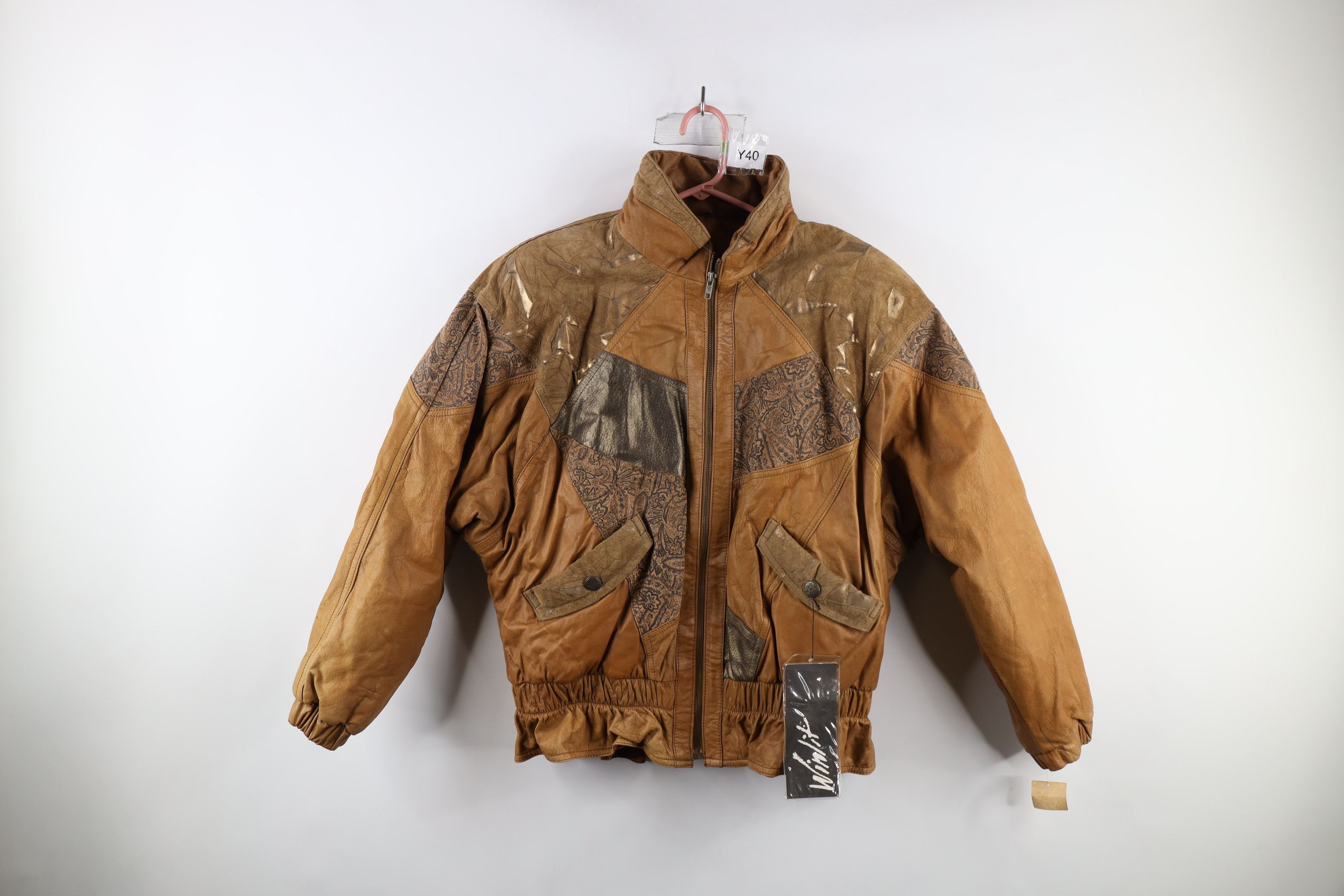 Deadstock Vintage 90s Streetwear Leather Bomber Jacket Womenswear