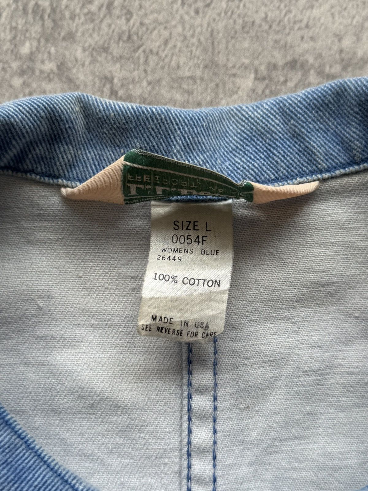 L.L. Bean 80s LL Bean Peter Pan Collar Chambray Chore Jacket Work Wear Size US L / EU 52-54 / 3 - 13 Thumbnail