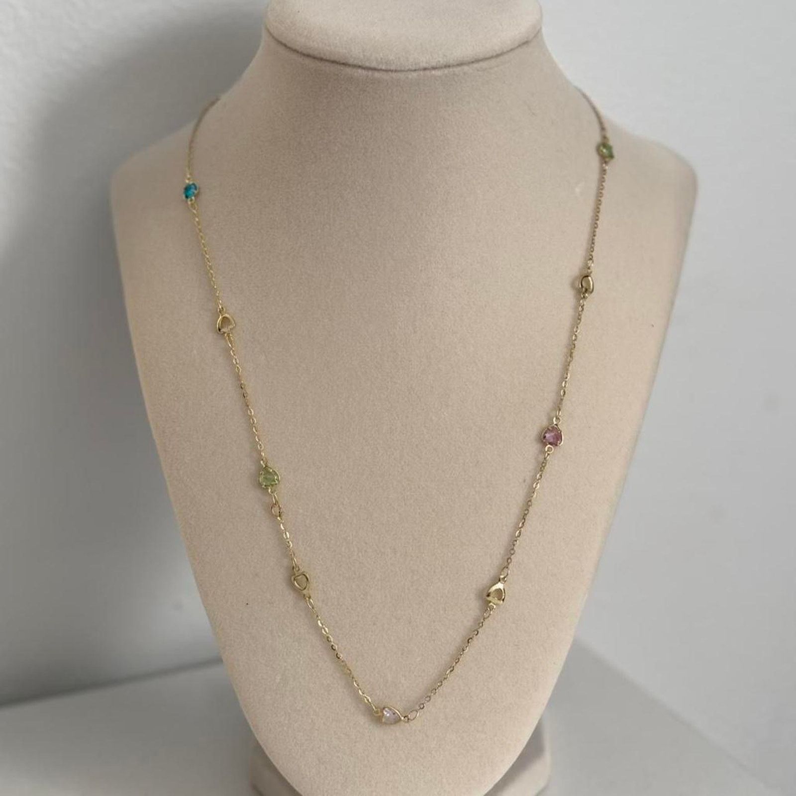Other Gold Multicoloured Gemstone Necklace Elegant Colorful Size ONE SIZE - 2 Thumbnail