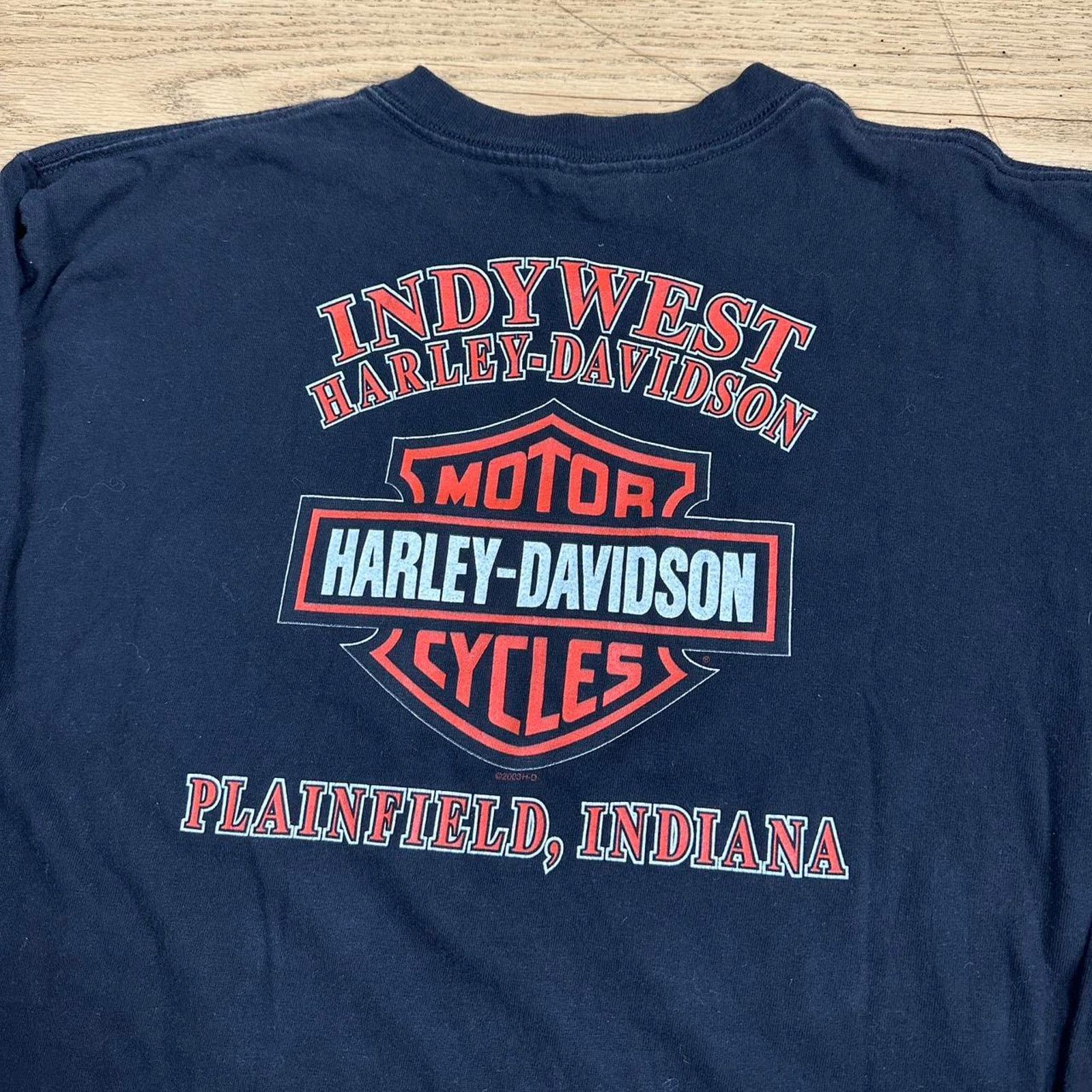 Harley Davidson × Vintage Vintage Harley Davidson Flame Sleeve T-shirt Size US XL / EU 56 / 4 - 4 Thumbnail
