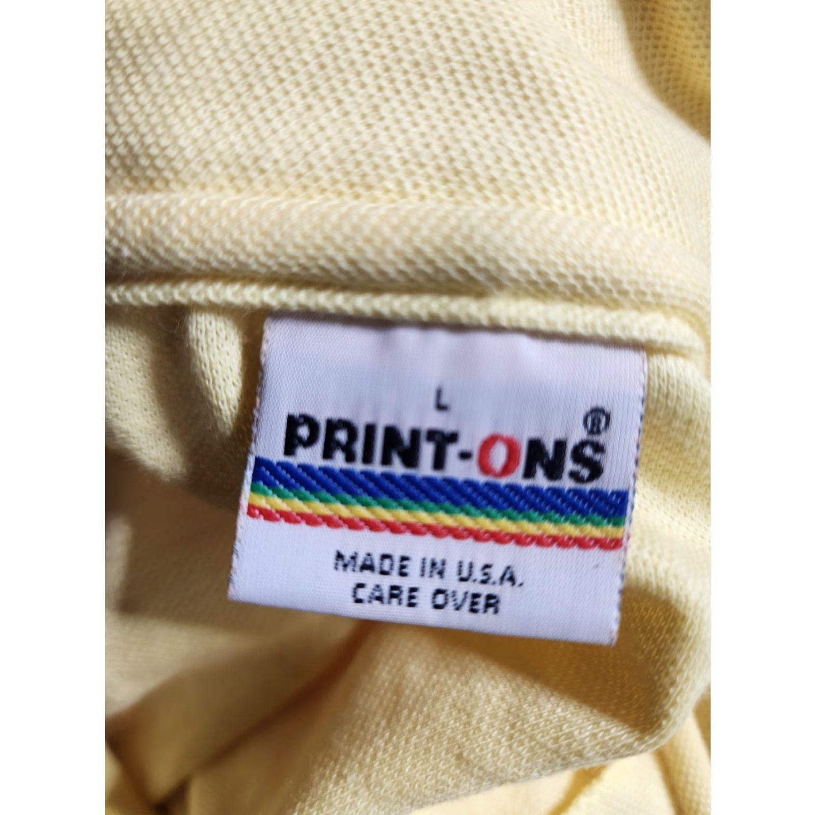 Vintage VINTAGE Printworks Polo Shirt Mens L Yellow Knit Cotton Polyester Pocket 1988 Reunion Print All Over Size US L / EU 52-54 / 3 - 7 Thumbnail