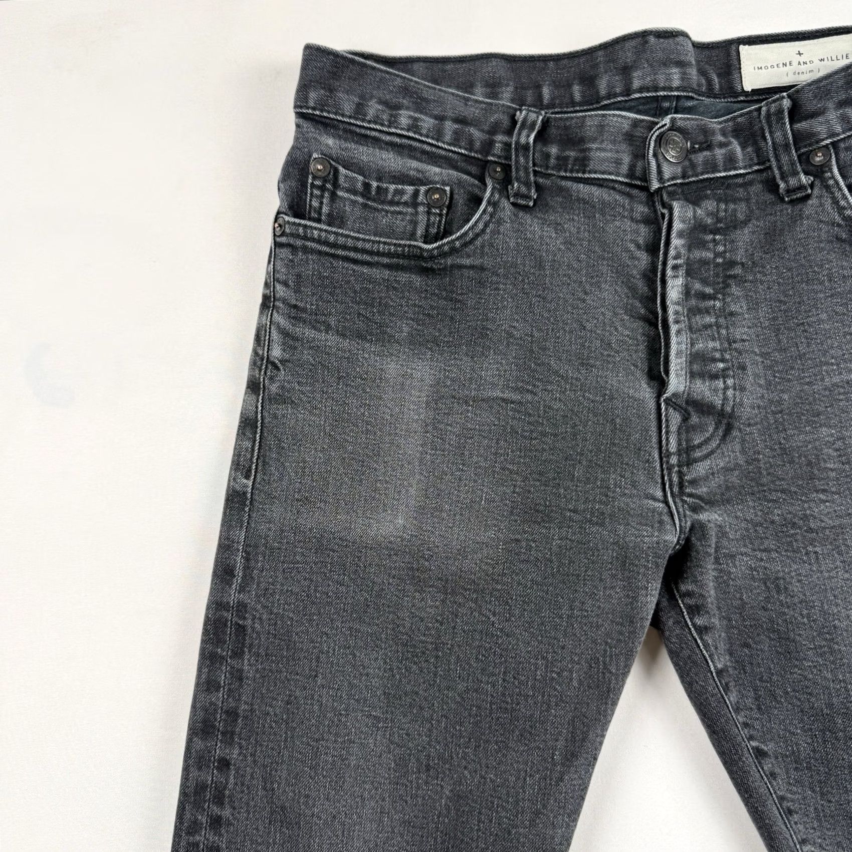 Imogene + Willie Imogene and Willie Barton Slim Jeans Mens Size 30 Black Selvedge Button Fly Slim Straight 5-Pocket Denim Inseam 28 Size US 30 / EU 46 - 3 Thumbnail