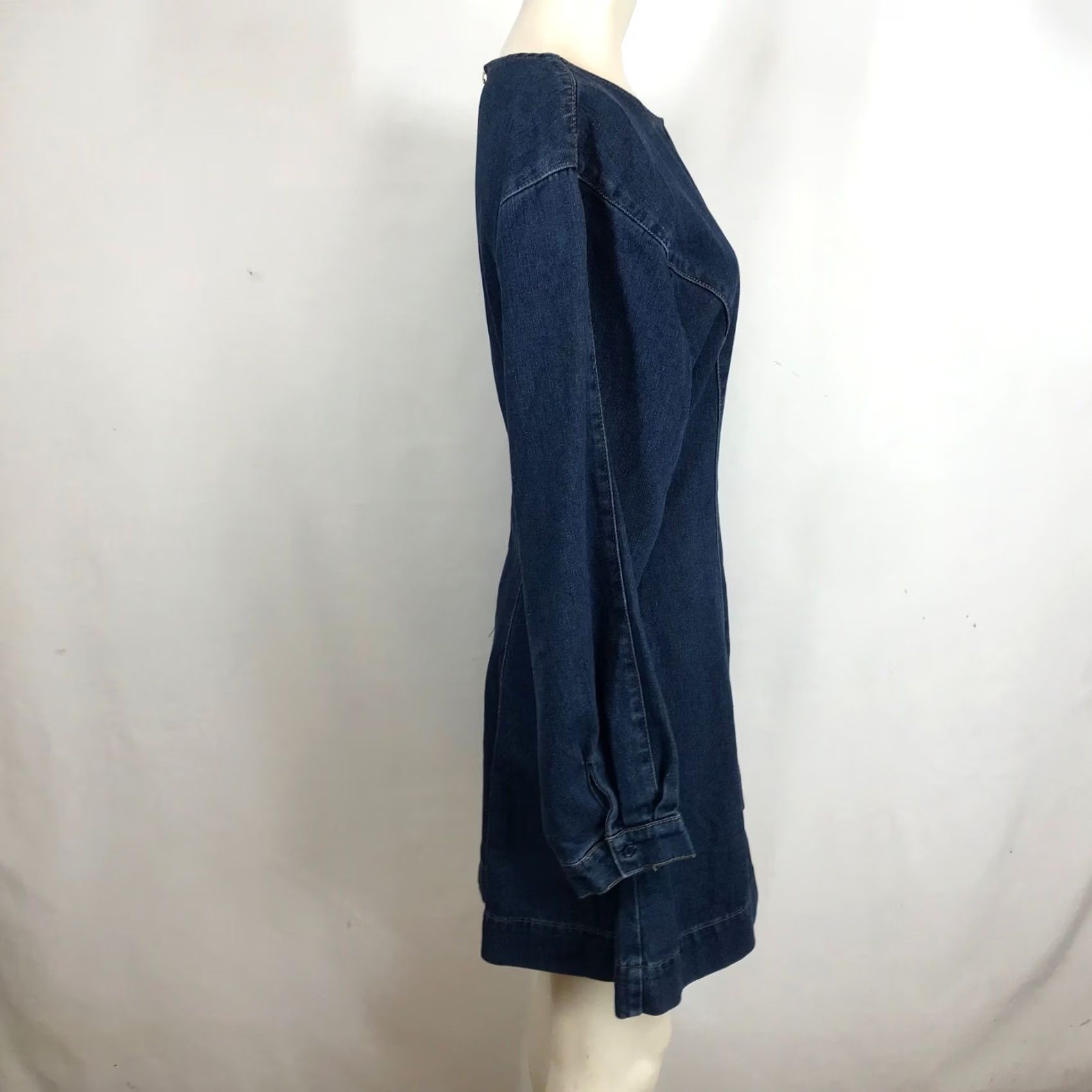 Vintage Lush Denim Mini Dress Fit & Flare Long Sleeve Blue Sz M Size M / US 6-8 / IT 42-44 - 4 Thumbnail
