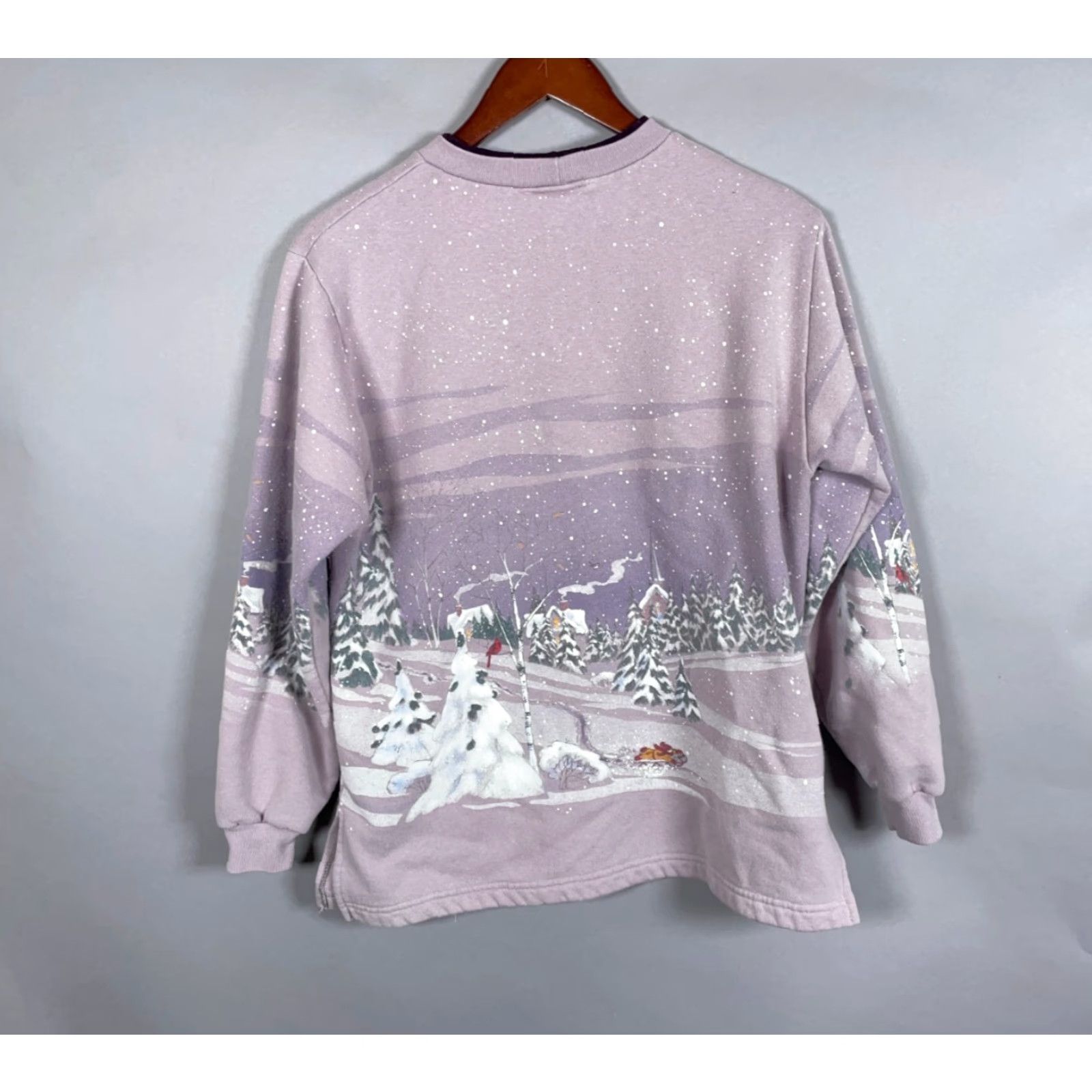 Vintage Cabela's AOP Sweatshirt Women's Medium Purple Scenic Outdoor Winter Motif Size M / US 6-8 / IT 42-44 - 2 Thumbnail