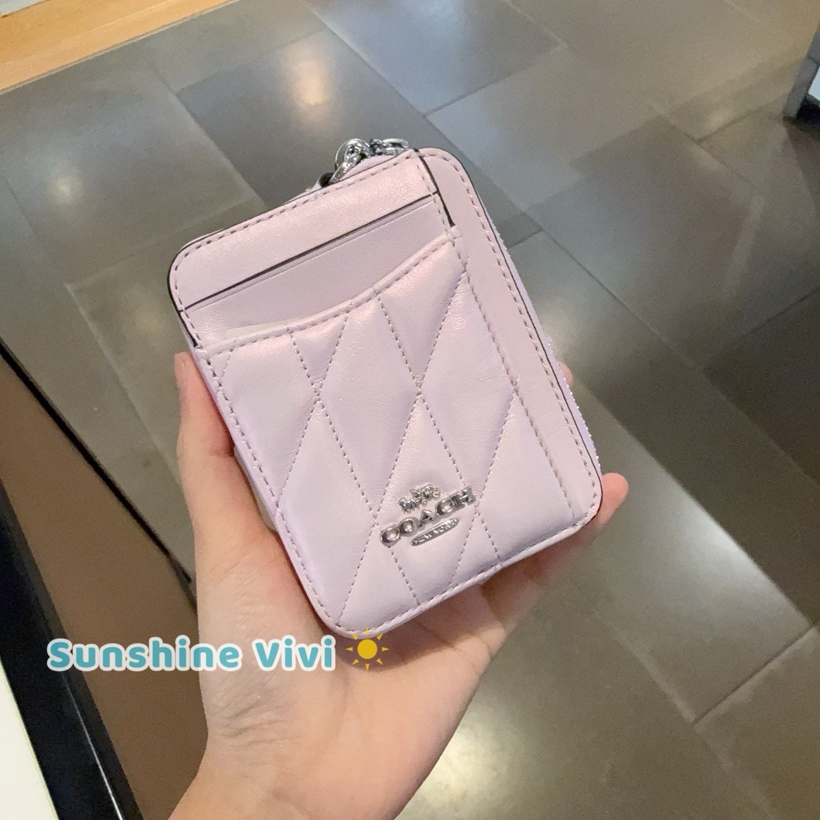 Coach NWT Coach Zip Card Case Chain Wrist Strap Silver/Pink CBL77 Size ONE SIZE - 1 Thumbnail