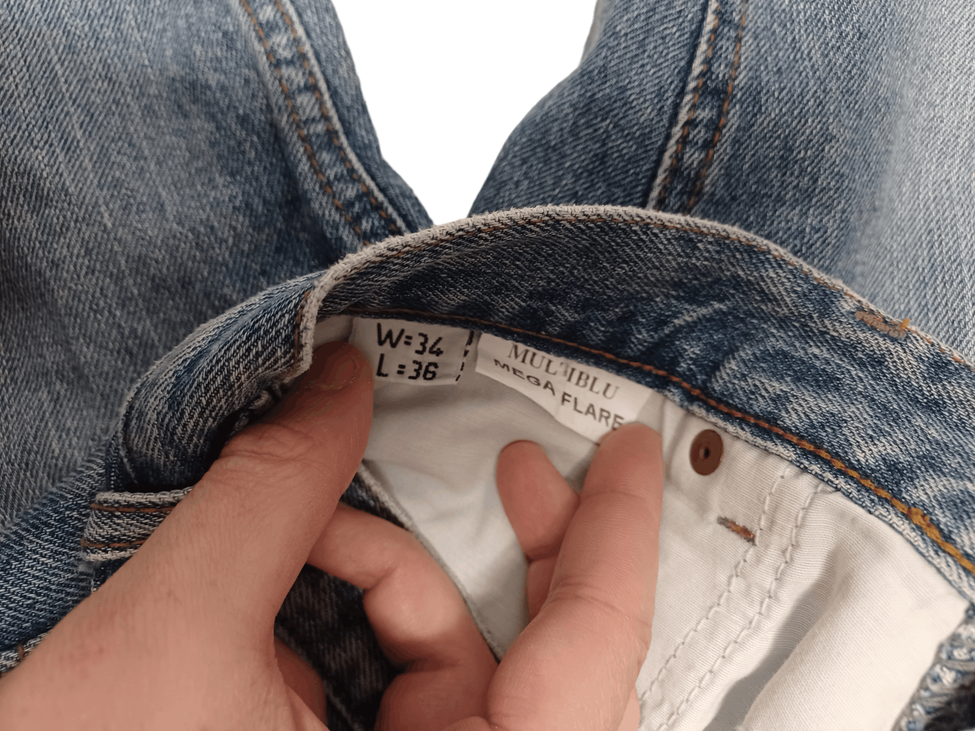 Japanese Brand MEGA FLARE W34 L36 MULTIBLU AVANTGARDE JEANS DENIM DESIGNER Size US 34 / EU 50 - 7 Thumbnail