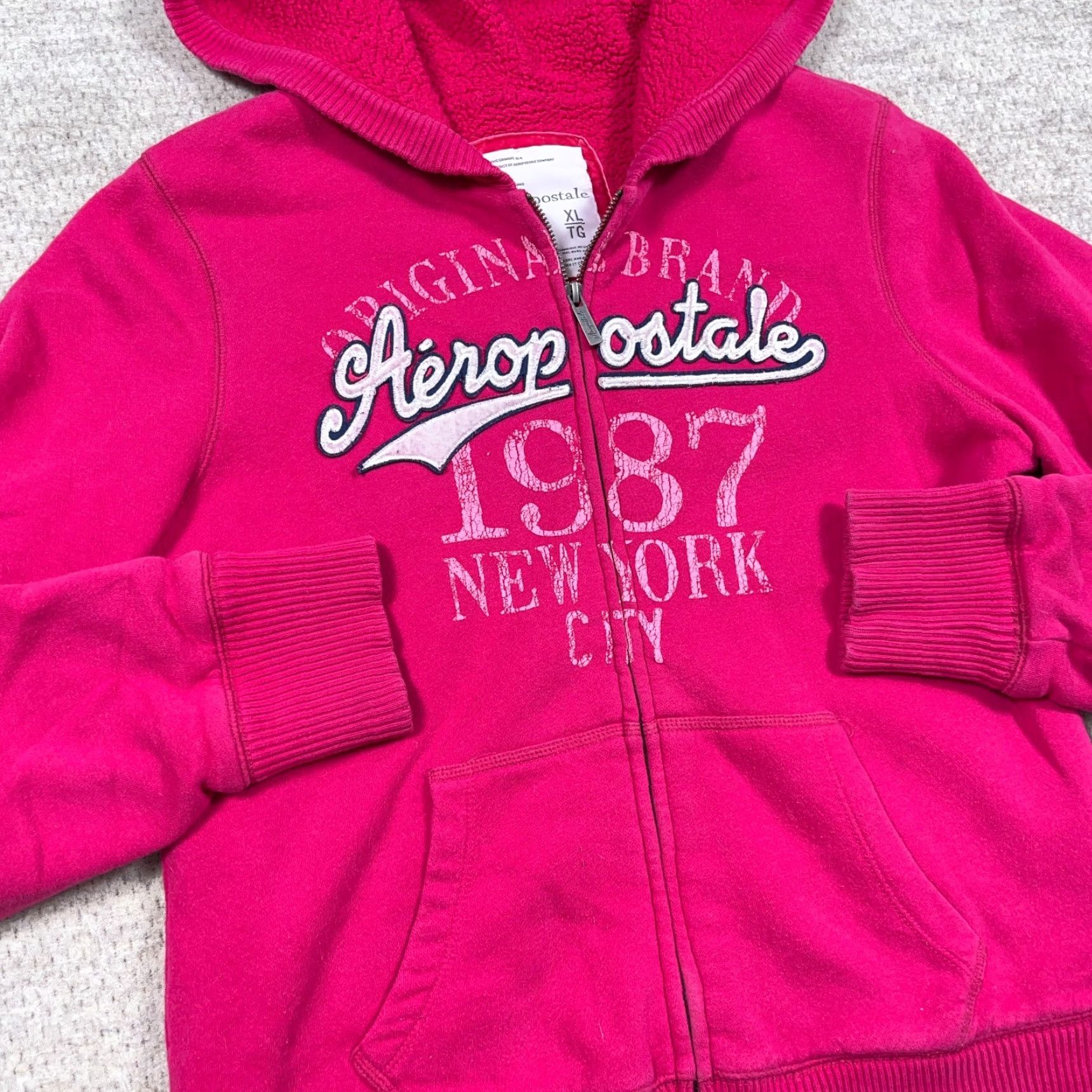 Vintage VINTAGE Aeropostale Hoodie Women XL Pink Full Zip Jacket Sherpa Pile Lined Size XL / US 12-14 / IT 48-50 - 5 Thumbnail