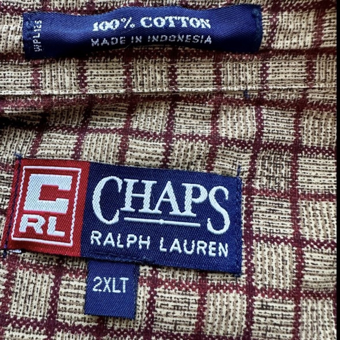 Chaps Ralph Lauren VINTAGE 1990s CHAPS RALPH LAUREN SHIRT MAROON TAN PLAID 2XLT Size US XXL / EU 58 / 5 - 6 Thumbnail