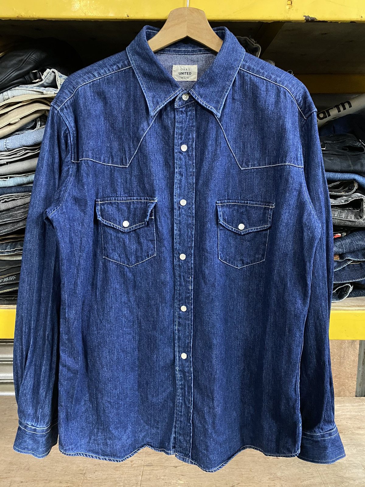 Japanese Brand Japanese O.A.K.S United Western Denim Shirt Size US L / EU 52-54 / 3 - 1 Thumbnail