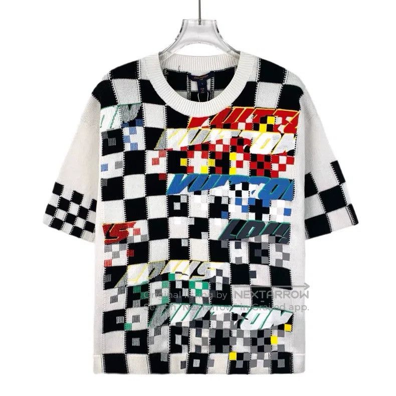 Louis Vuitton Louis Vuitton White racing checkerboard cotton crewneck sh Size US S / EU 44-46 / 1 - 1 Thumbnail