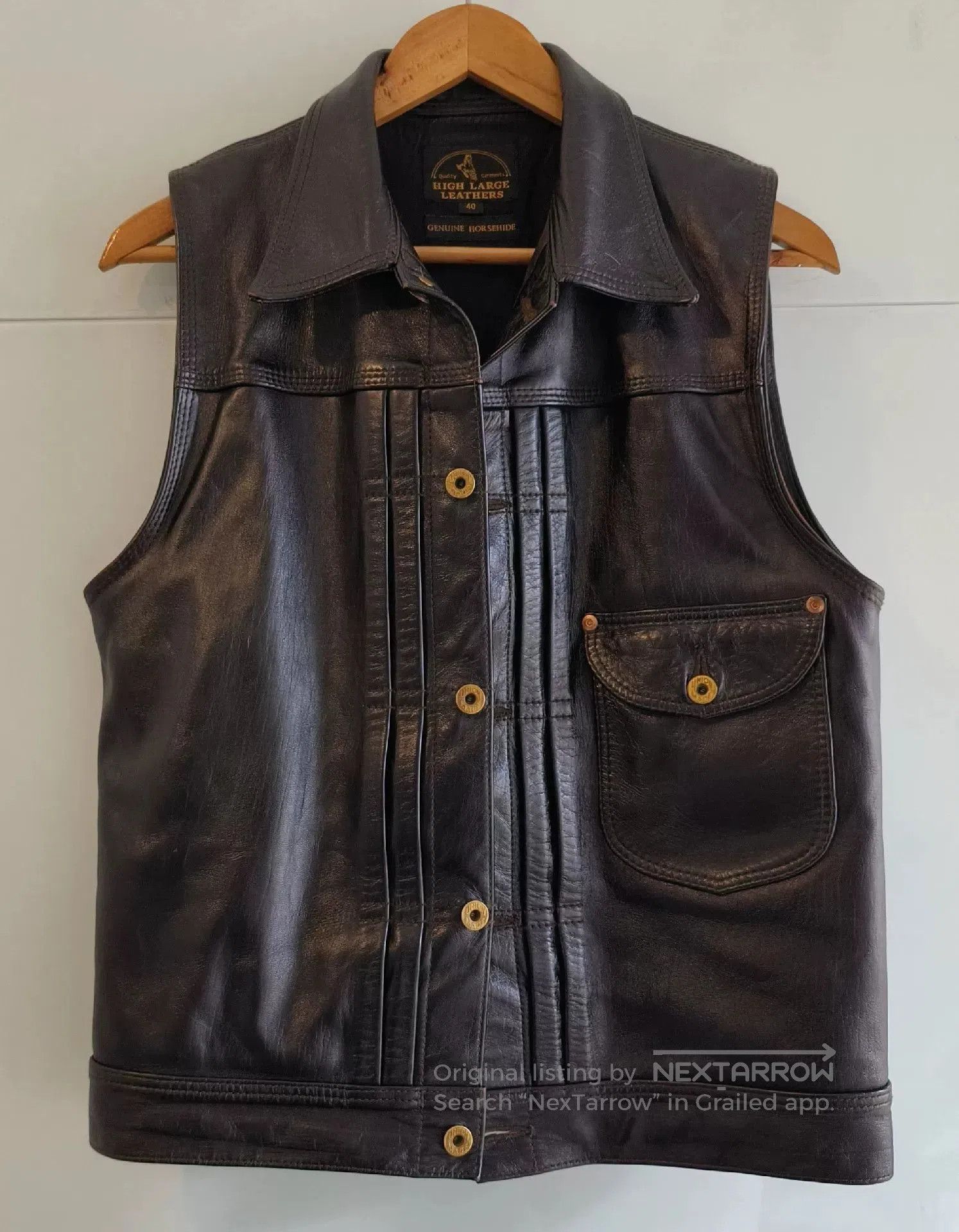 L.C. King Vintage Black Leather Motorcycle Vest. Size US L / EU 52-54 / 3 - 3 Thumbnail