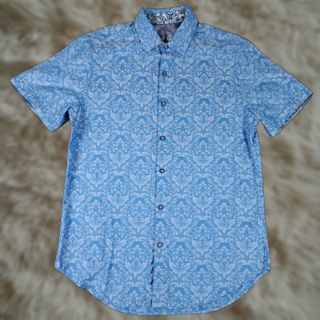 Robert Graham Robert Graham Shirt Mens Small Blue Floral Classic Fit Button Up Short Sleeve Size US S / EU 44-46 / 1 - 1 Thumbnail