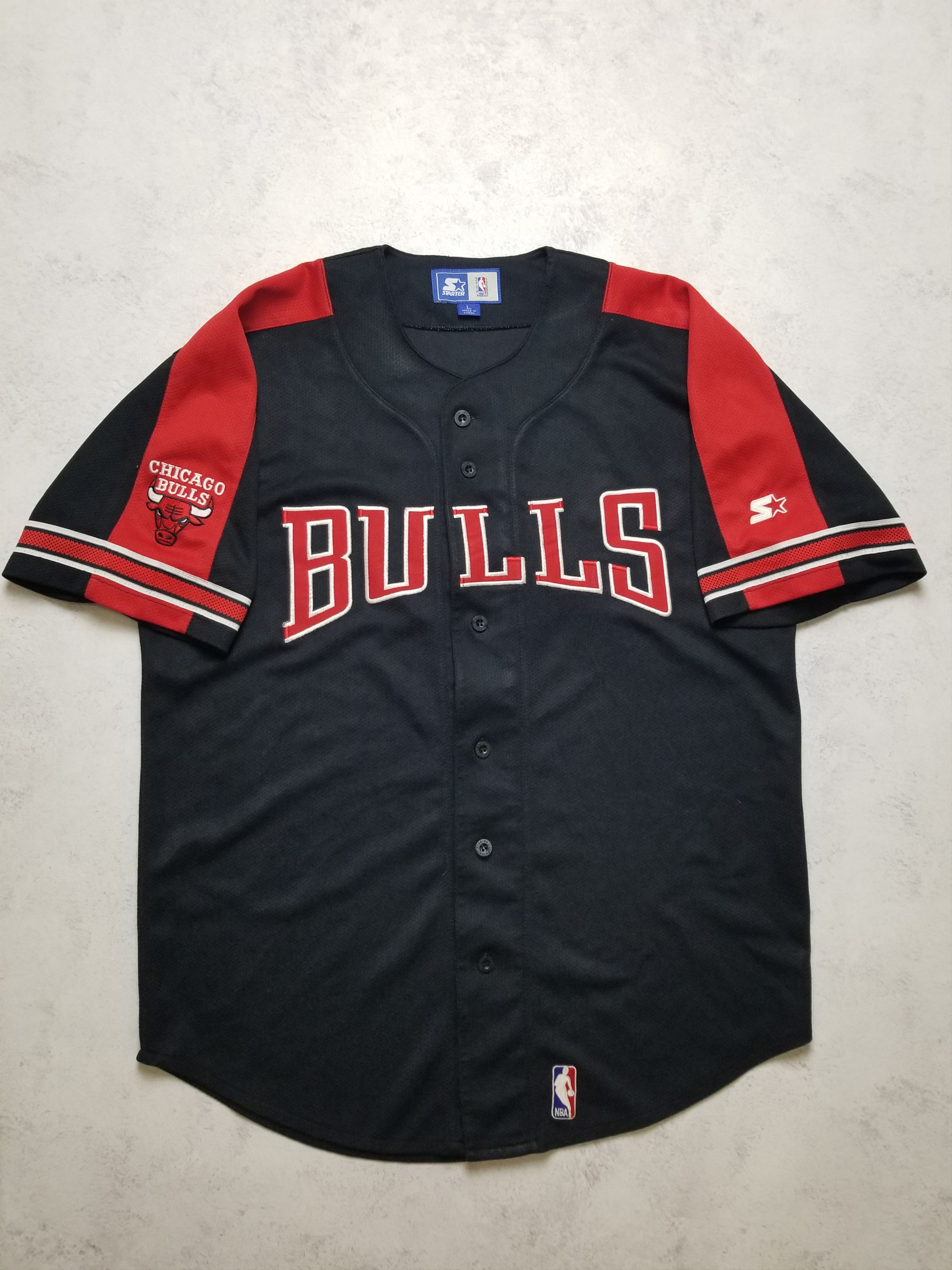 Starter Starter NBA Chicago Bulls Button Up Jersey Short Sleeve Top Size US L / EU 52-54 / 3 - 3 Thumbnail