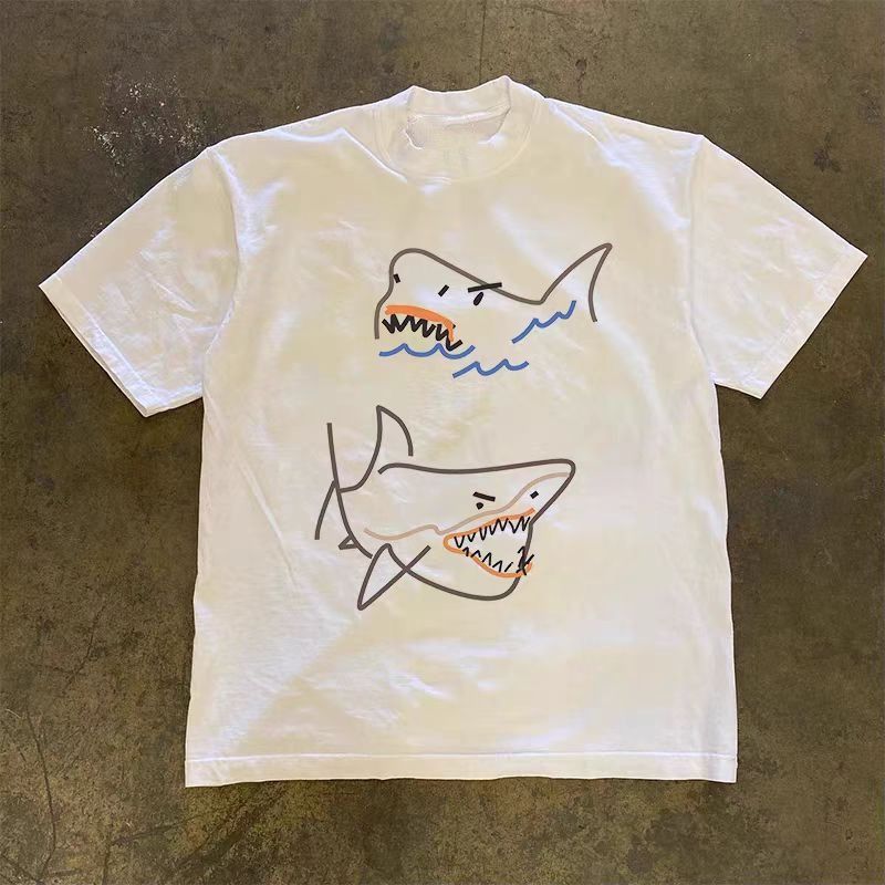 Vintage White retro shark print t-shirt Size US M / EU 48-50 / 2 - 1 Thumbnail