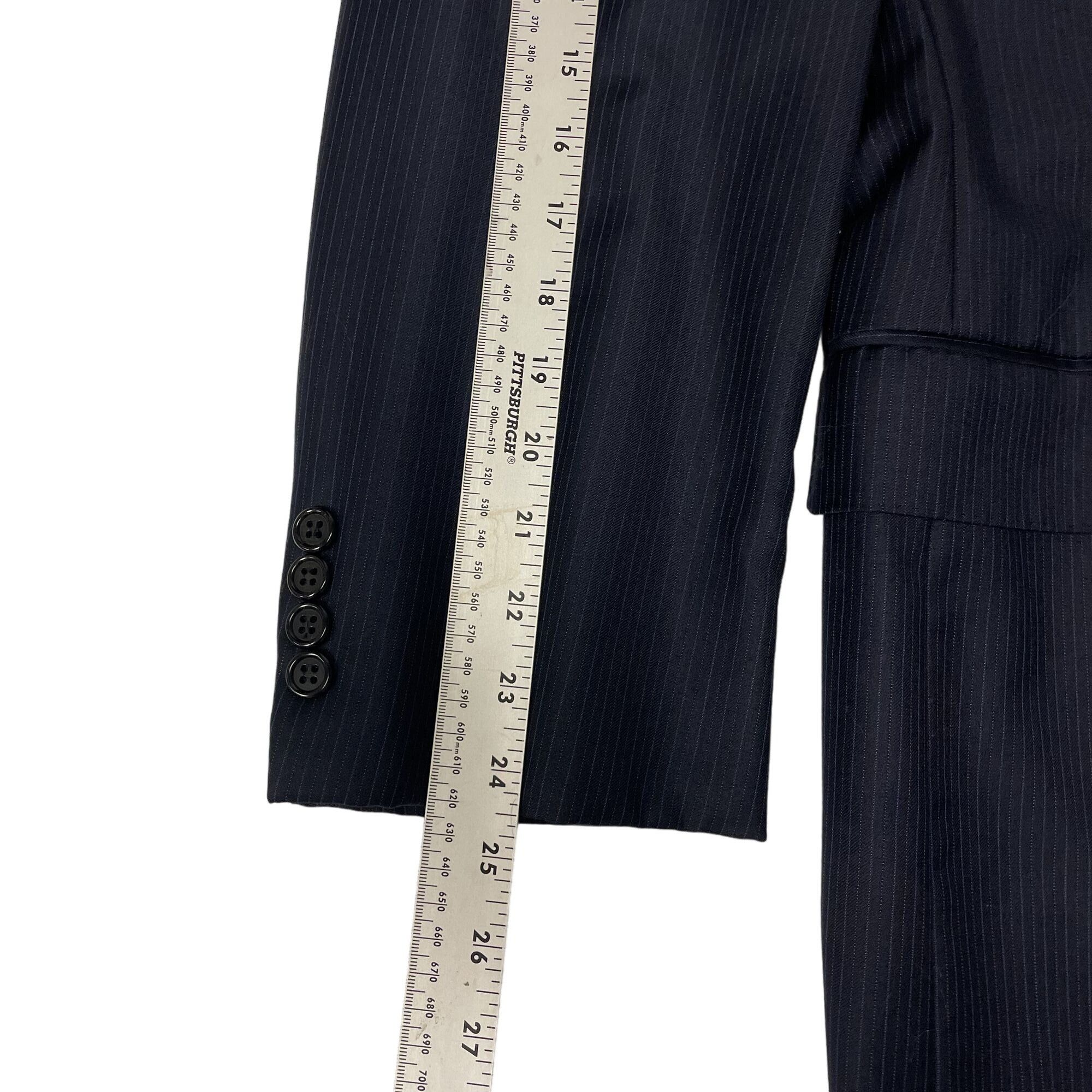 Hickey Freeman Vtg Hickey Freeman Loro Piana Navy Blue Pinstripe Sport Coat Size 44R - 6 Thumbnail