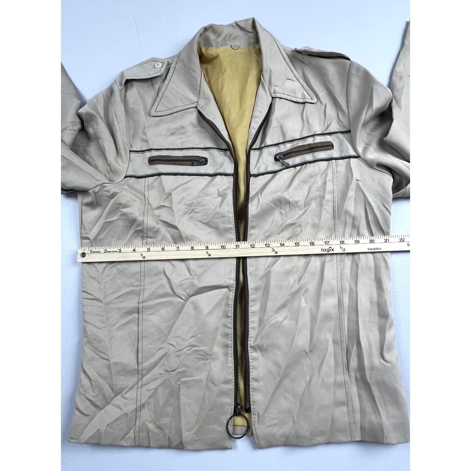 Vintage VINTAGE Cooper Jacket Mens 40 Beige Cotton Windbreaker Zip Pockets Lined Short Size US 40 / EU 56 - 4 Thumbnail