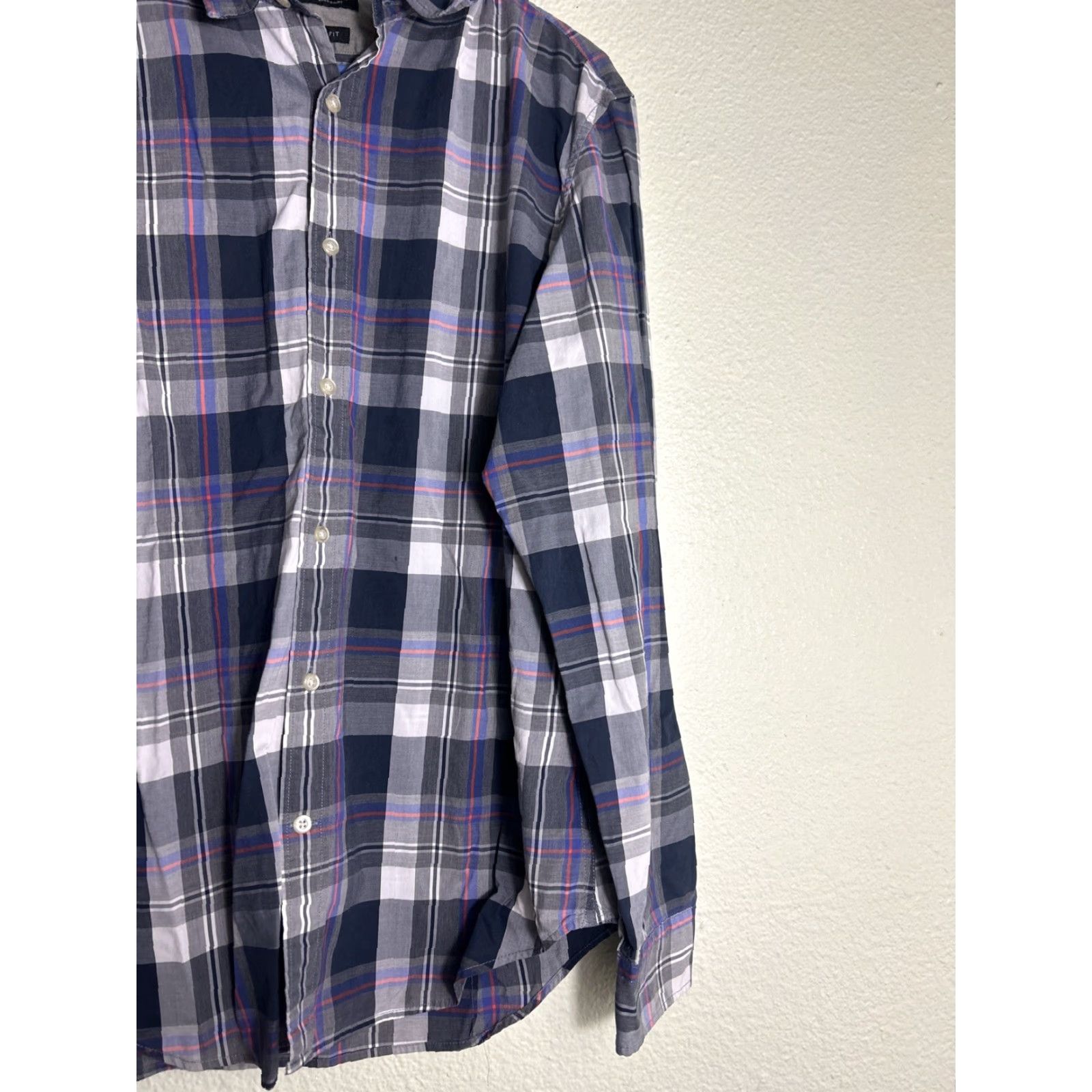 Banana Republic Banana Republic Men's L Gray Black Plaid Button-Up Shirt Grant Fit Long Sleeve Cotton Size US L / EU 52-54 / 3 - 5 Thumbnail