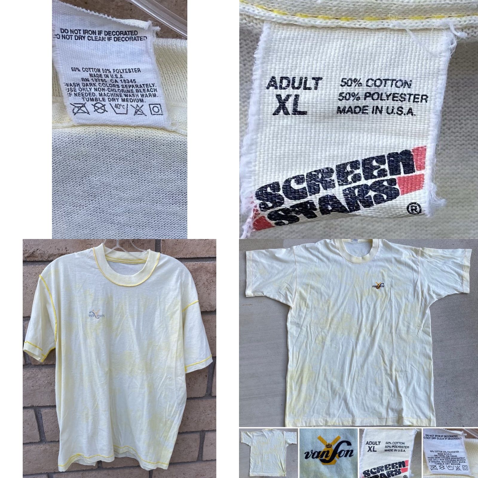 Vintage VINTAGE Screen Stars T Shirt Graphic Tee Single Stitch XL Yellow Men 1980s Van Son Windmill Graphic Tee Size US XL / EU 56 / 4 - 9 Thumbnail