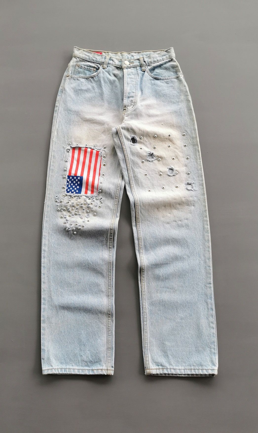 Other Kakachi USA Flag Studded Distressed Square Design Jeans Size US 28 / EU 44 - 6 Thumbnail