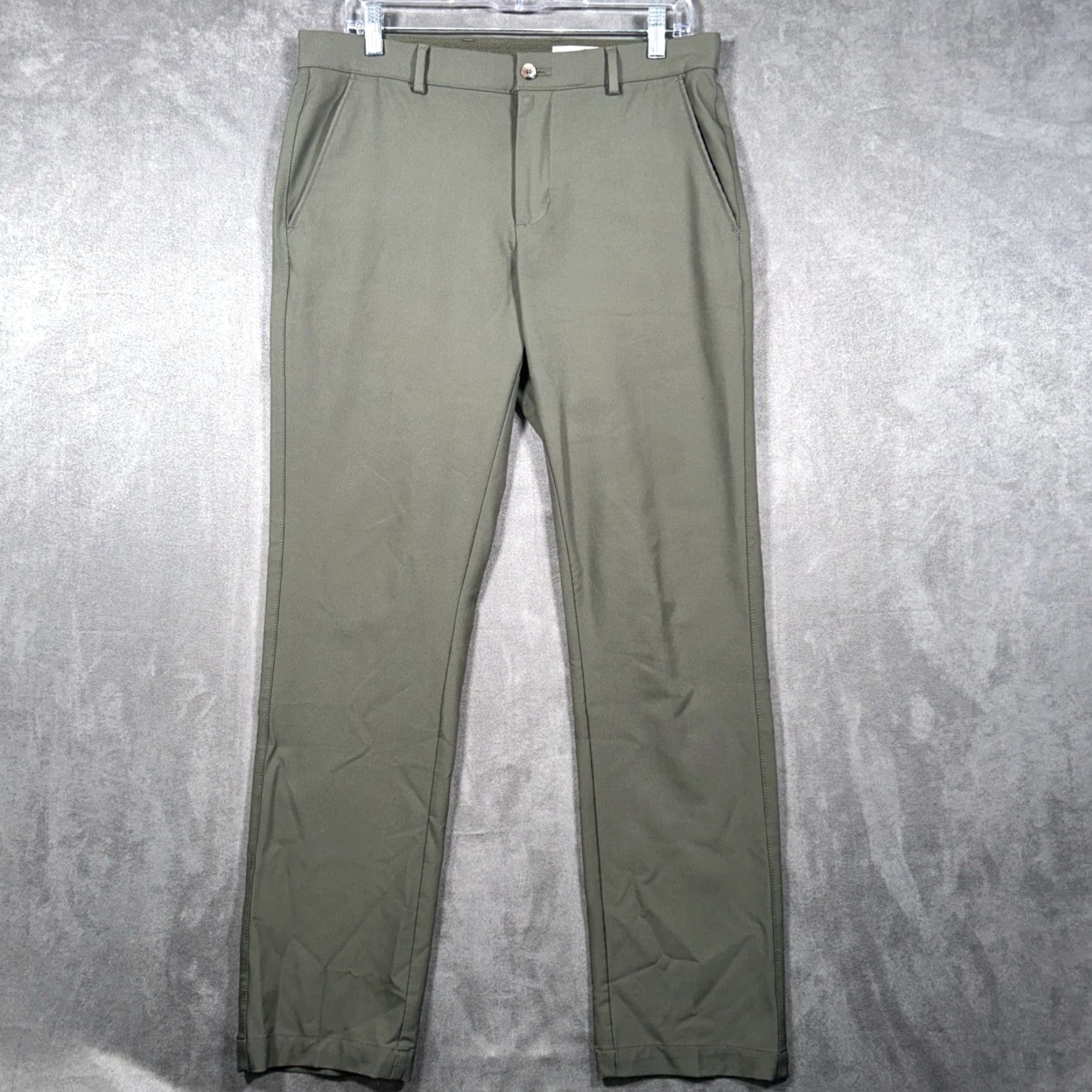 Olive Greg Norman Mens Performance Classic Pants Olive Green 32x30 Slash Pockets Size US 32 / EU 48 - 2 Thumbnail