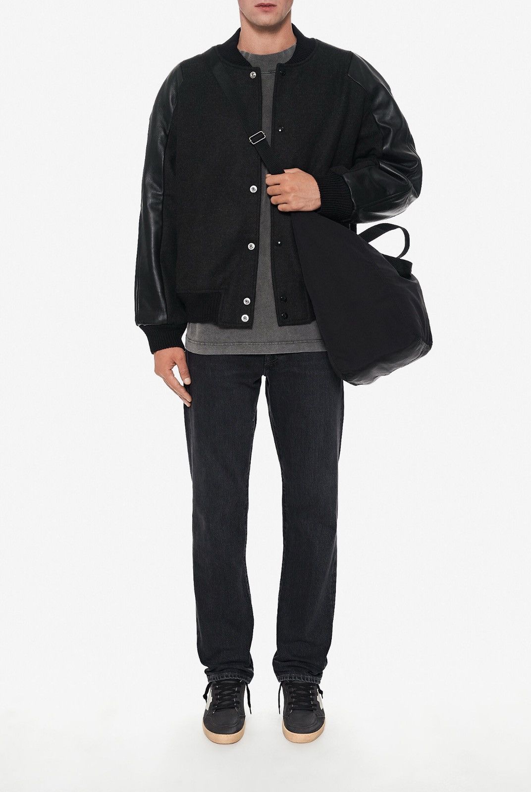 Acne Studios Last Size Acne Studios Leather Trimmed Wool Bomber Jacket Size US L / EU 52-54 / 3 - 4 Thumbnail