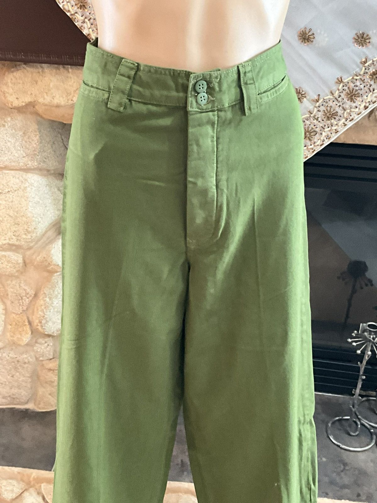 Free People Free People Green Wide-Leg Cropped Pants Size 30" / US 8 / IT 44 - 2 Thumbnail
