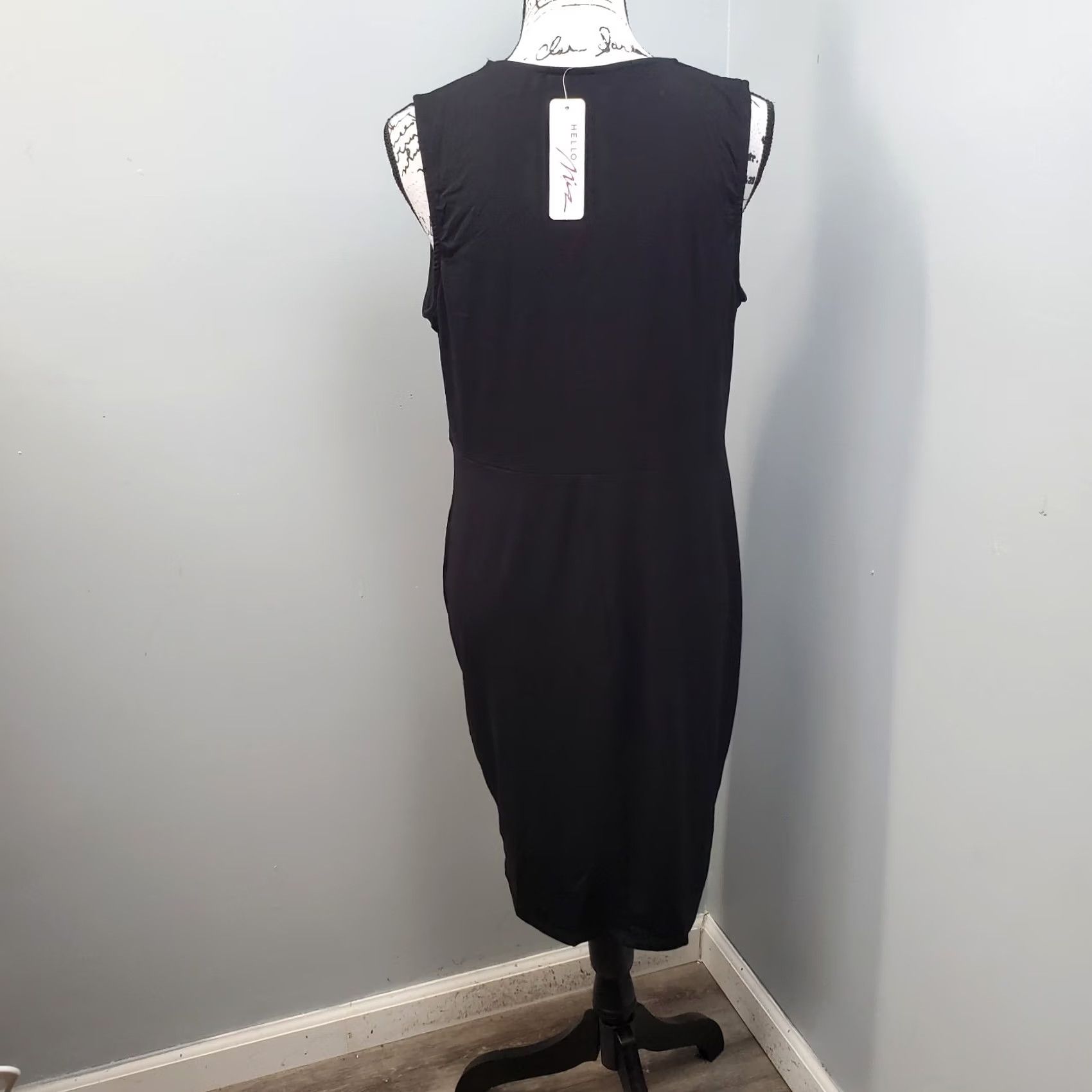 Vintage Hello Miz Midi Dress Womens Size L Black Empire Waist Pleated Sleeveless Size L / US 10 / IT 46 - 2 Thumbnail