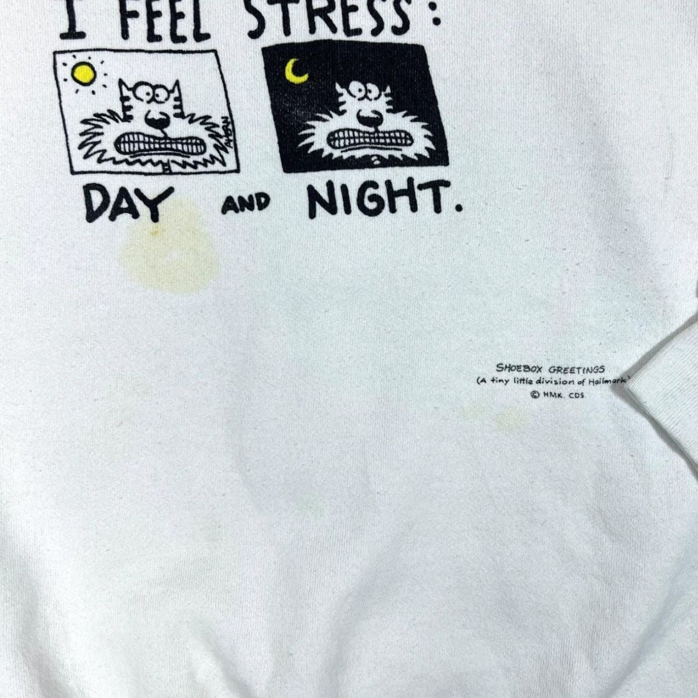 Hanes VINTAGE Hanes I FEEL STRESS Graphic Crewneck Sweatshirt L Mens White 90s Size US L / EU 52-54 / 3 - 3 Thumbnail