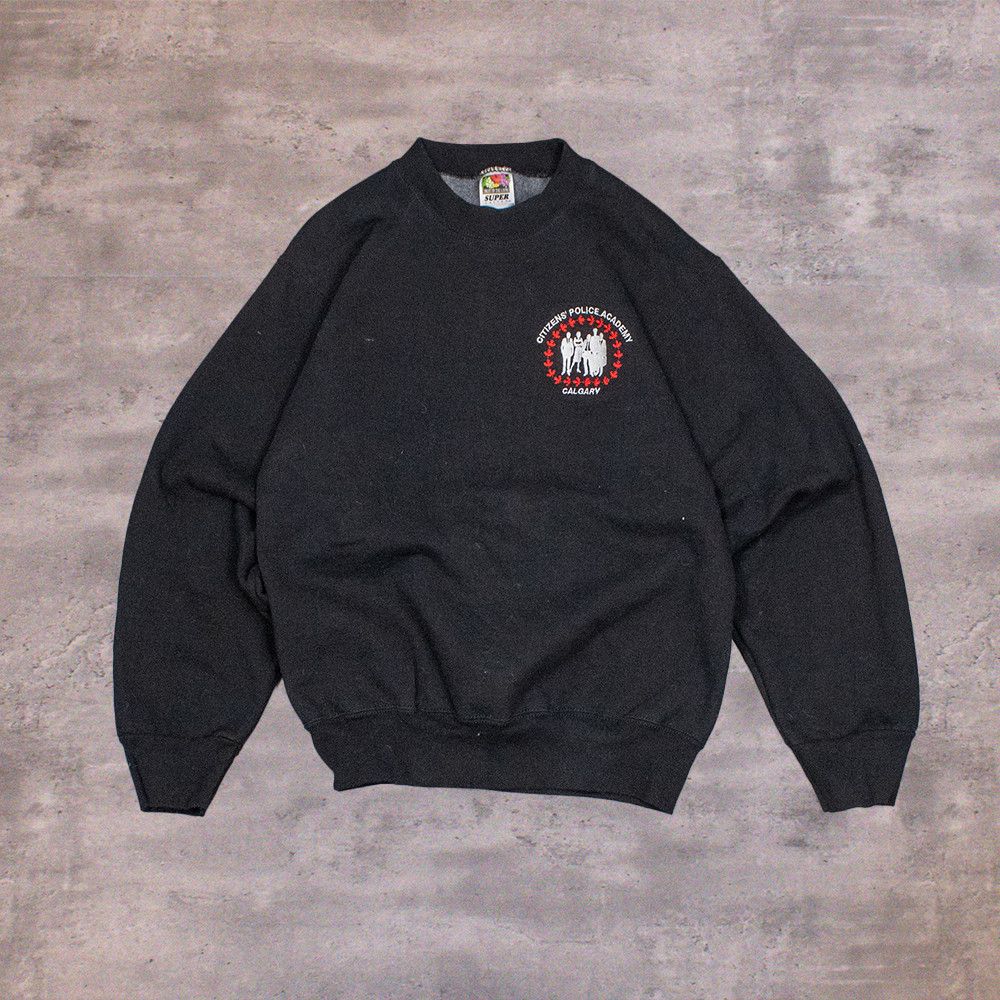 Fruit Of The Loom Vintage VTG 90's Police Heavy Weight Black Crewneck Sweater Size US S / EU 44-46 / 1 - 1 Thumbnail