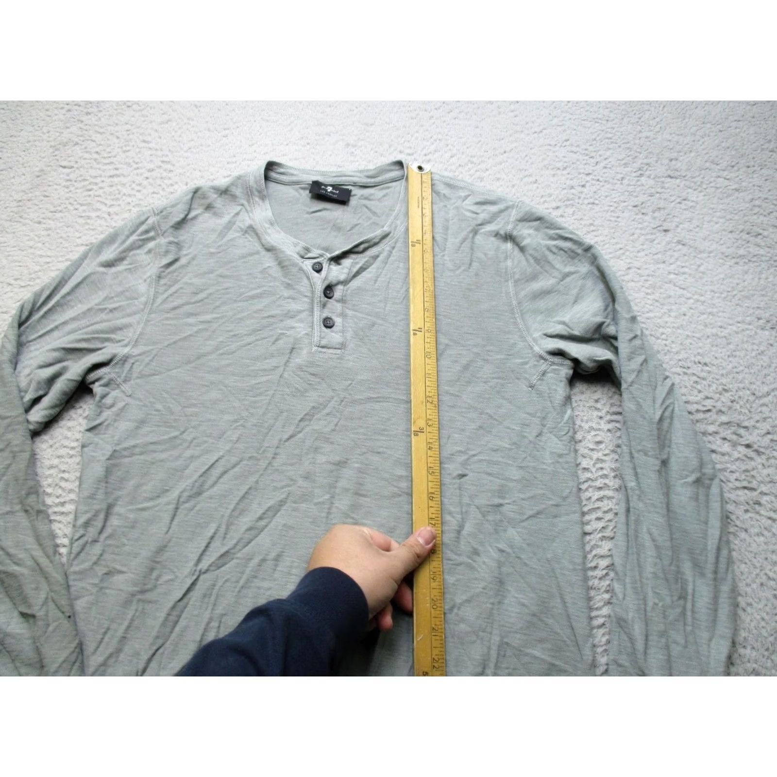7 For All Mankind 7 For All Mankind Shirt Mens Large Gray Green Long Sleeve Henley Casual Soft Size US M / EU 48-50 / 2 - 5 Thumbnail