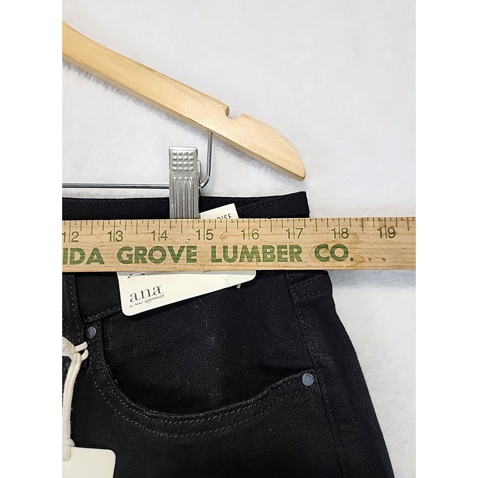 Denime A.N.A Jeans Women's Size 16 Black Mid Rise Skinny Denim 5-Pocket Stretch Seat Zipper Button Comfortable Size 38" / US 16 / IT 52 - 6 Thumbnail