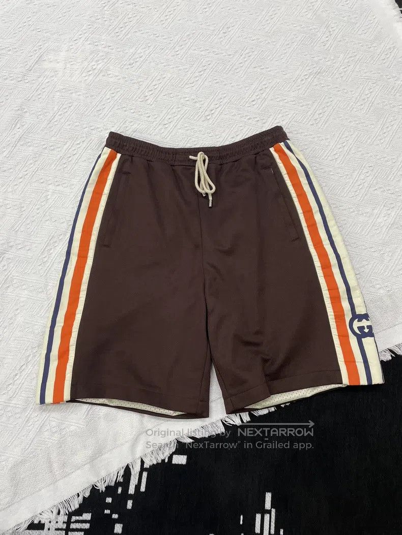 Gucci Gucci Size M Brown side striped letter logo shorts Size US 32 / EU 48 - 1 Thumbnail