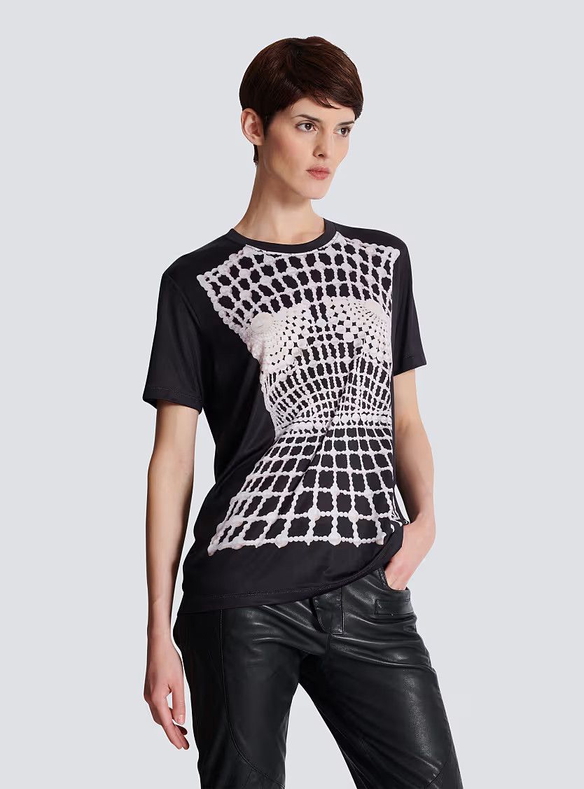 Balmain o1s1wg111225 Trompe l'oeil-Print T-Shirt in Black Size XS / US 0-2 / IT 36-38 - 3 Thumbnail