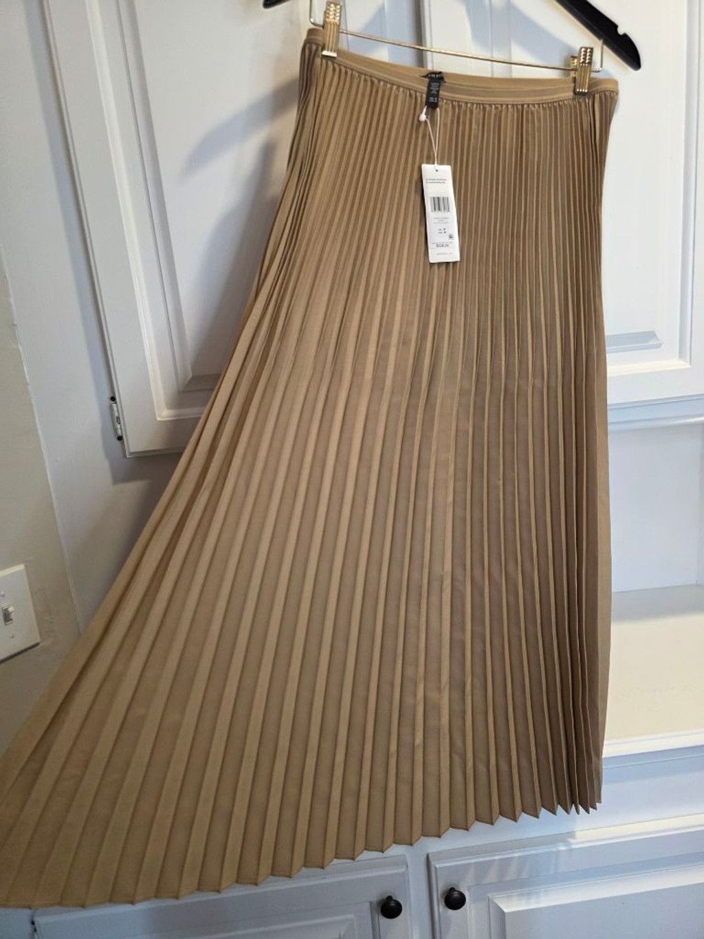 Eileen Fisher Eileen Fisher Pleated Midi Skirt Wool Silk Biscuit Tan Quiet Size 30" / US 8 / IT 44 - 4 Thumbnail
