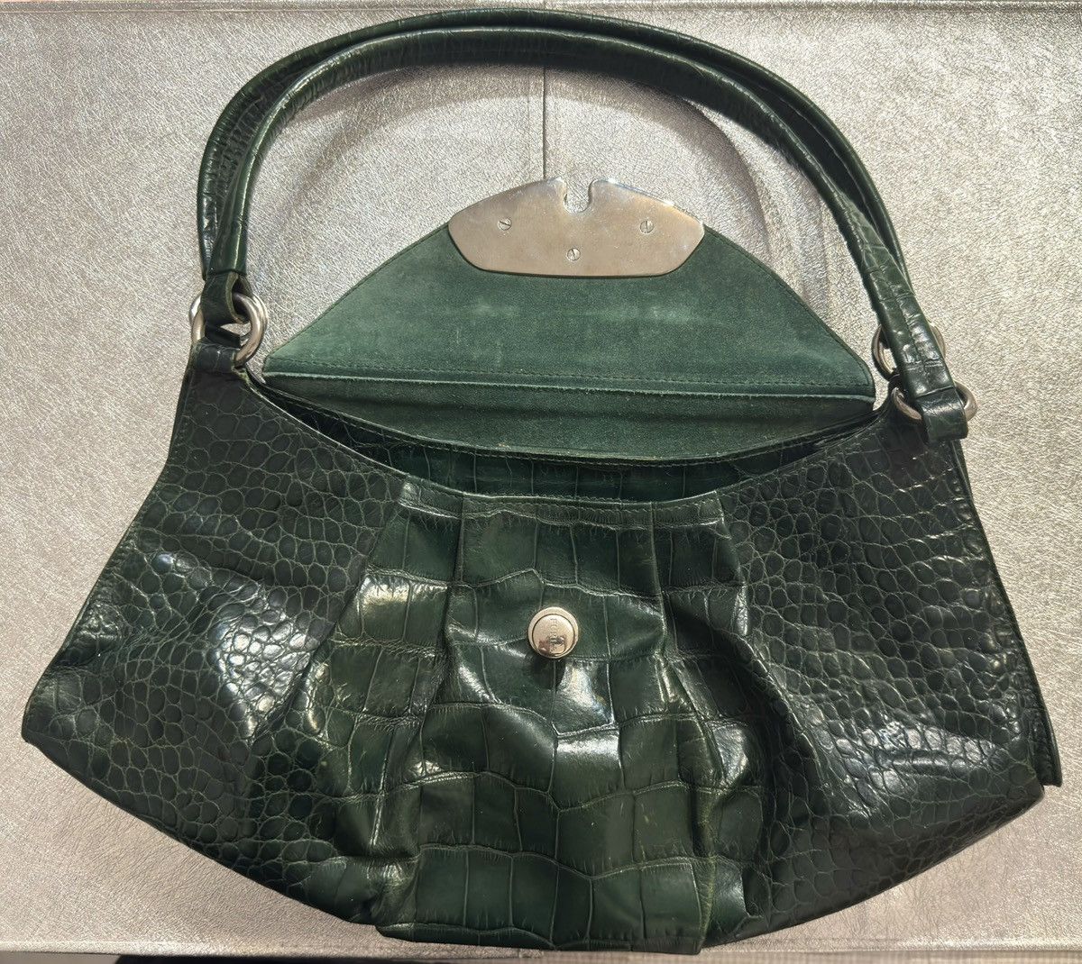 Furla Furla green croco genuine leather dual carry shoulder bag Size ONE SIZE - 5 Thumbnail