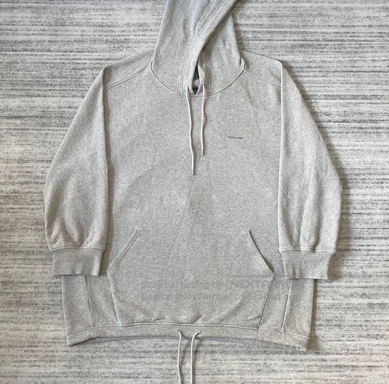 Balenciaga Balenciaga Grey Small Logo Drawstring Hooded Sweatshirt Size US XS / EU 42 / 0 - 1 Thumbnail