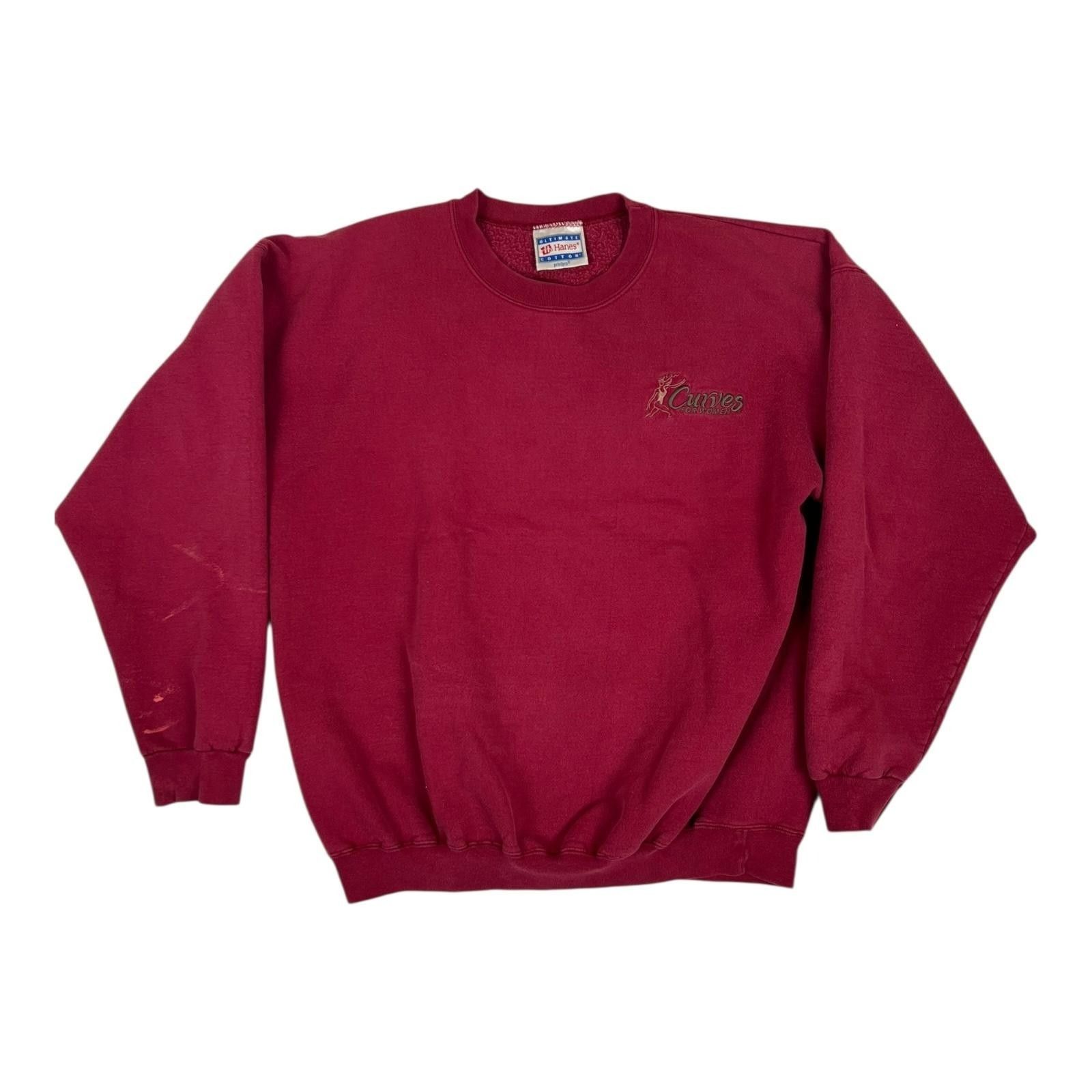 Vintage Vintage Curves for Women Sweatshirt Women's Large Maroon Cre Size L / US 10 / IT 46 - 1 Thumbnail