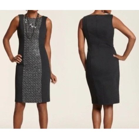 Chicos Chicos 2 Heather Grey Sequin Panel TALIA Sheath Sleeveless D Size L / US 10 / IT 46 - 6 Thumbnail