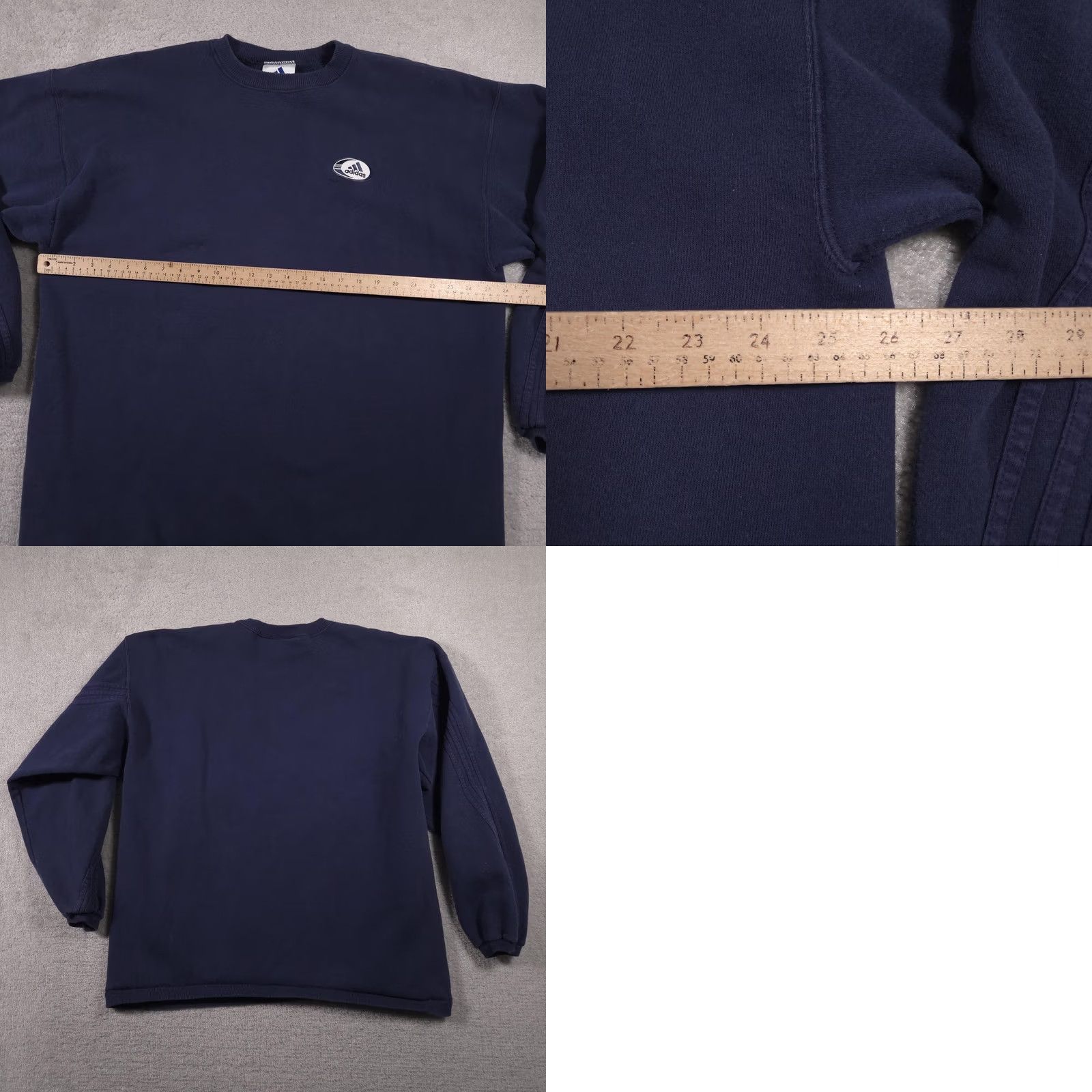 Adidas VINTAGE Adidas Sweater Mens XL Crewneck Pullover Navy Blue Three Stripe Logo Retro 00s Cotton Polyester Solid Knit Ribbed Cuffs Hem Size US XL / EU 56 / 4 - 9 Thumbnail