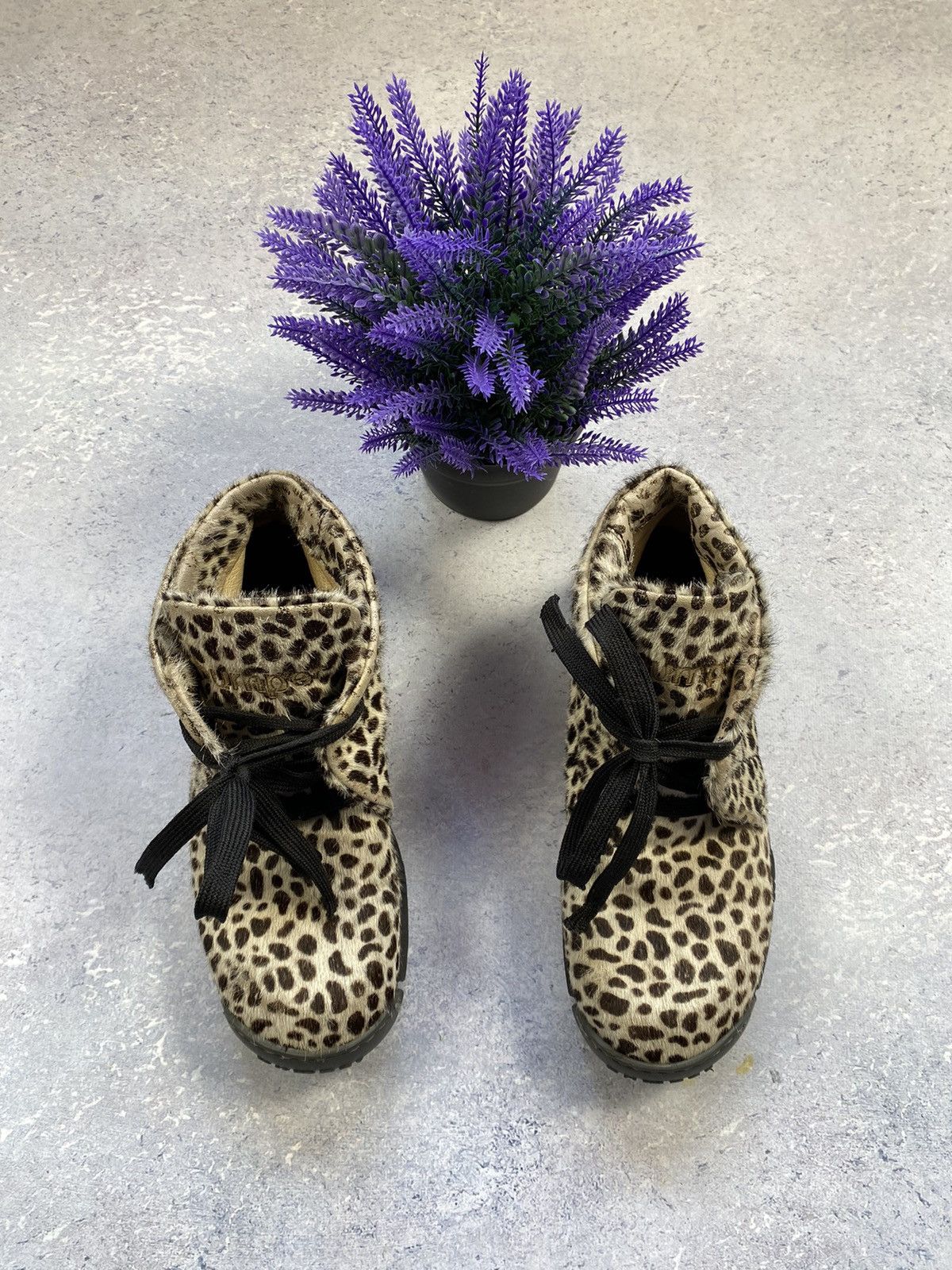 If Six Was Nine Vintage Y2K Bumper Pony Fur Leopard Lace Up Boots Size US 6 / IT 36 - 3 Thumbnail