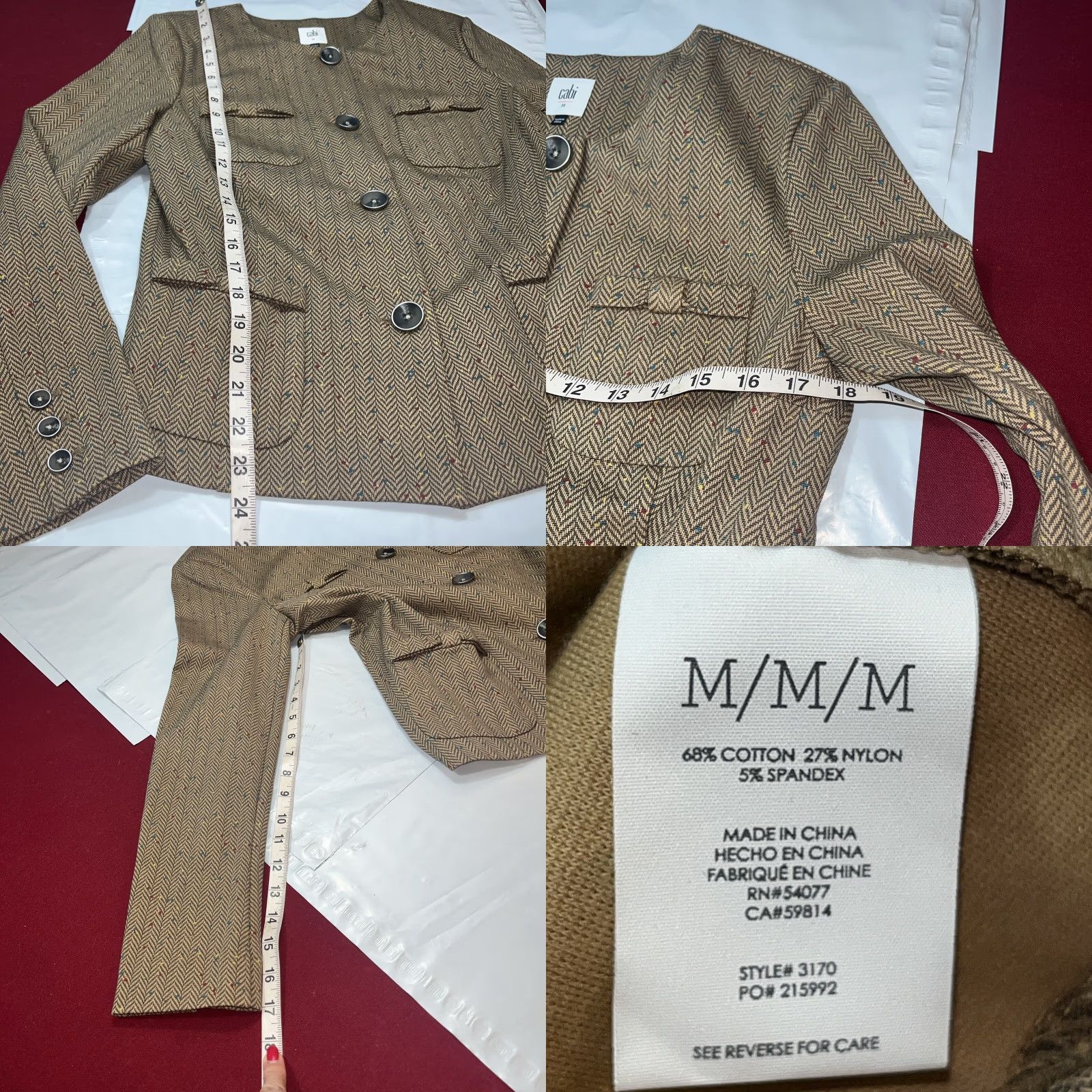 Vintage VINTAGE CAbi Penny Herringbone Tan JACKET LRG Button Blazer 3170 Bow pockets Round Neck Size L / US 10 / IT 46 - 8 Thumbnail