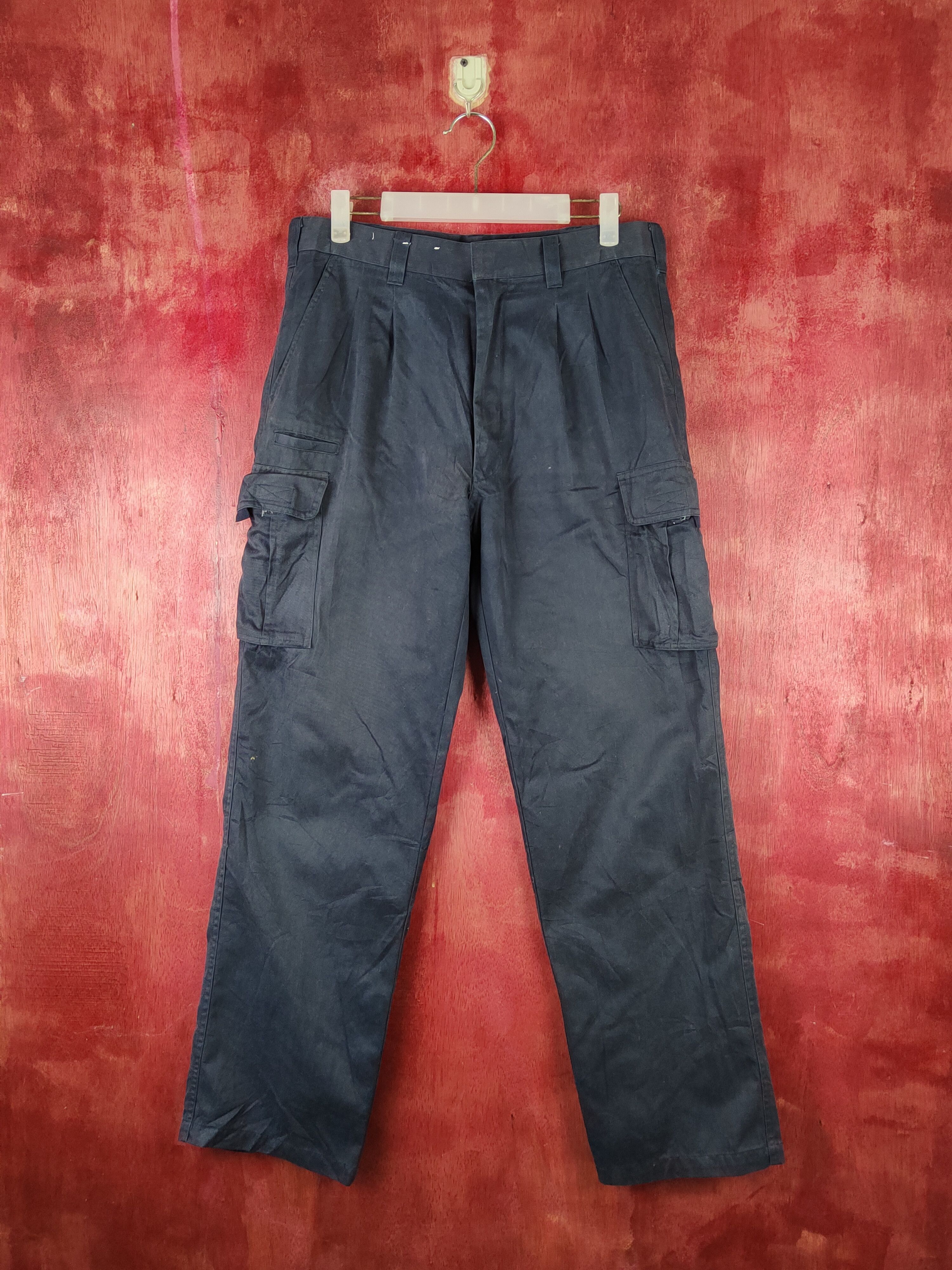 image of Vintage Blue Multipocket Tactical Cargo Pants S2262 in Dark Blue, Men's (Size 32)