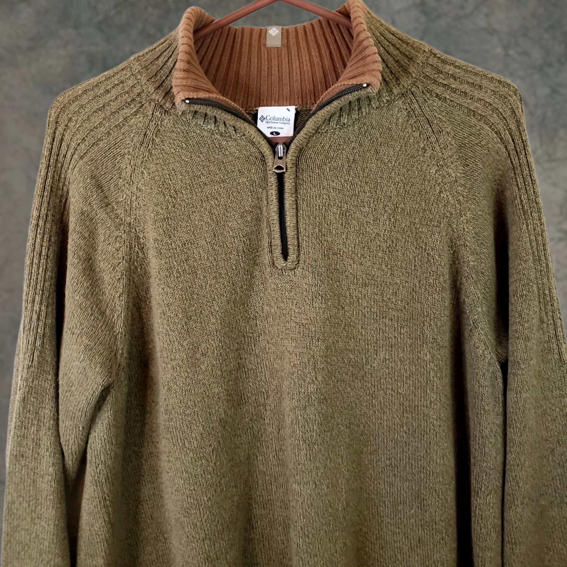 Olive Columbia Mens Size L Olive Green 1/4 Zip Pullover Sweater Knit Outdoors Mens L Olive Green Pullover Sweater Knit Outdoorsman 90s Retro Outdoor Size US L / EU 52-54 / 3 - 1 Thumbnail