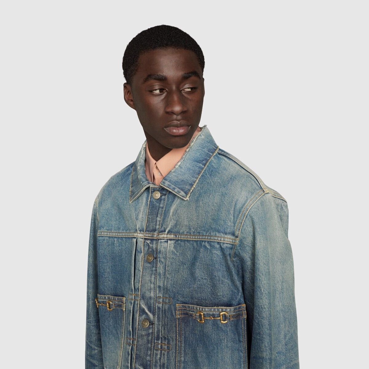 Gucci o1mt1gz0725 Denim Jacket With Horsebits in Blue Size US S / EU 44-46 / 1 - 5 Thumbnail