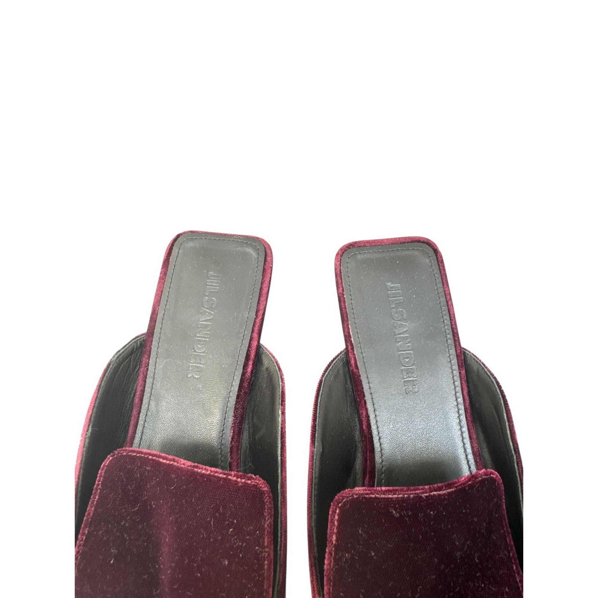 Jil Sander Burgundy Velvet Mules Size US 8 / IT 38 - 3 Thumbnail